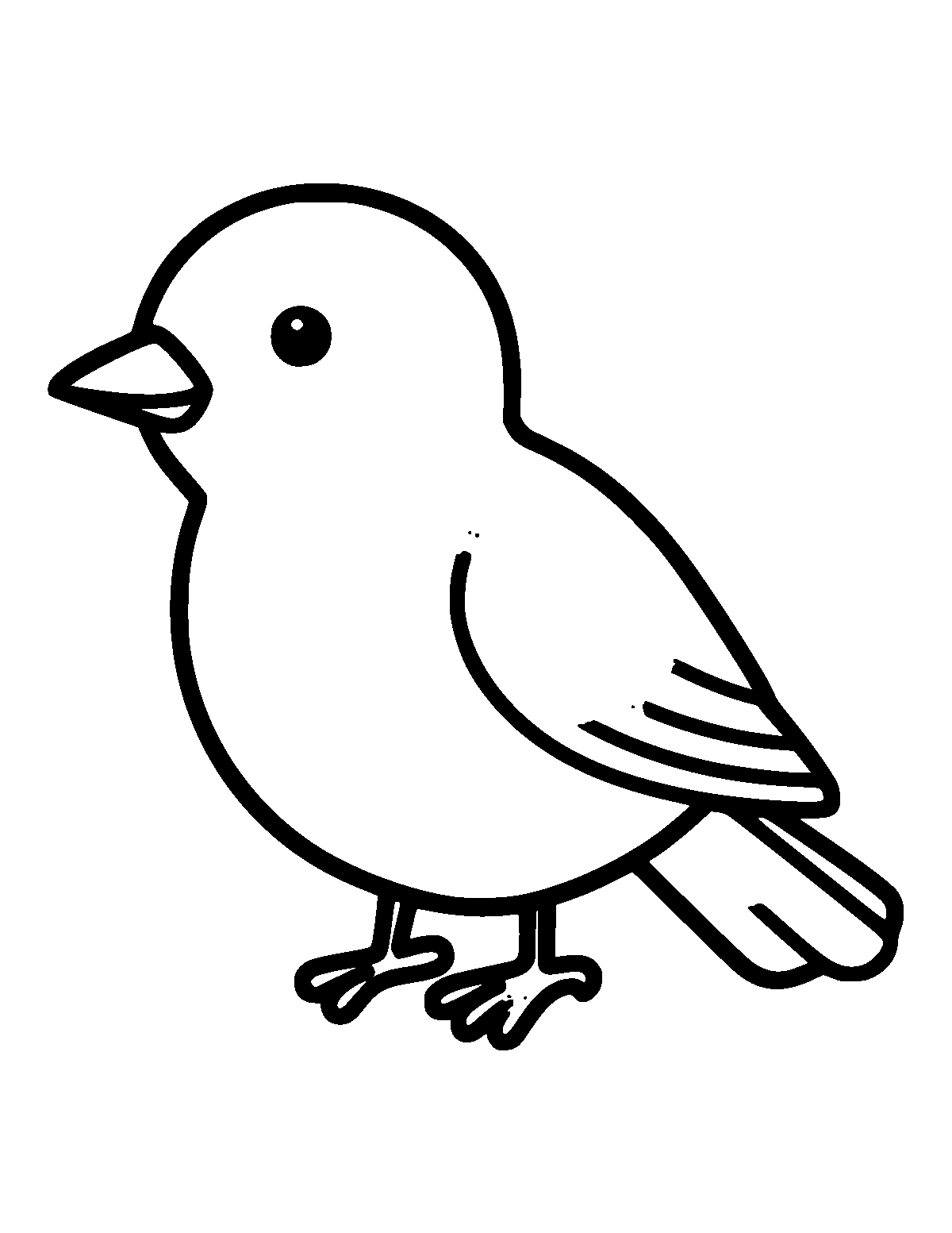 Line-art coloring page of Bold and Easy Bird, bold and easy, thick outlines, centered