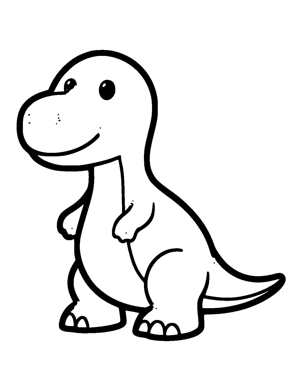 Line-art coloring page of Bold and Easy Dinosaur, bold and easy, thick outlines, centered