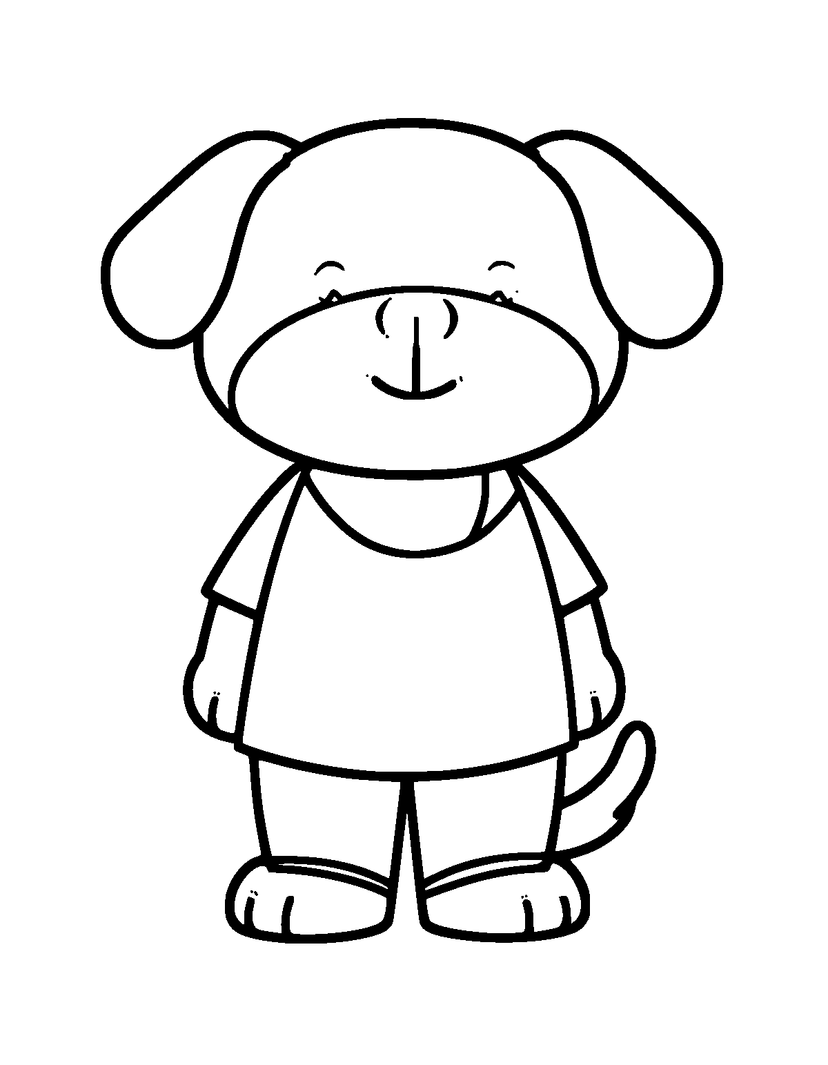 Line-art coloring page of Bold and Easy Dog, bold and easy, thick outlines, centered