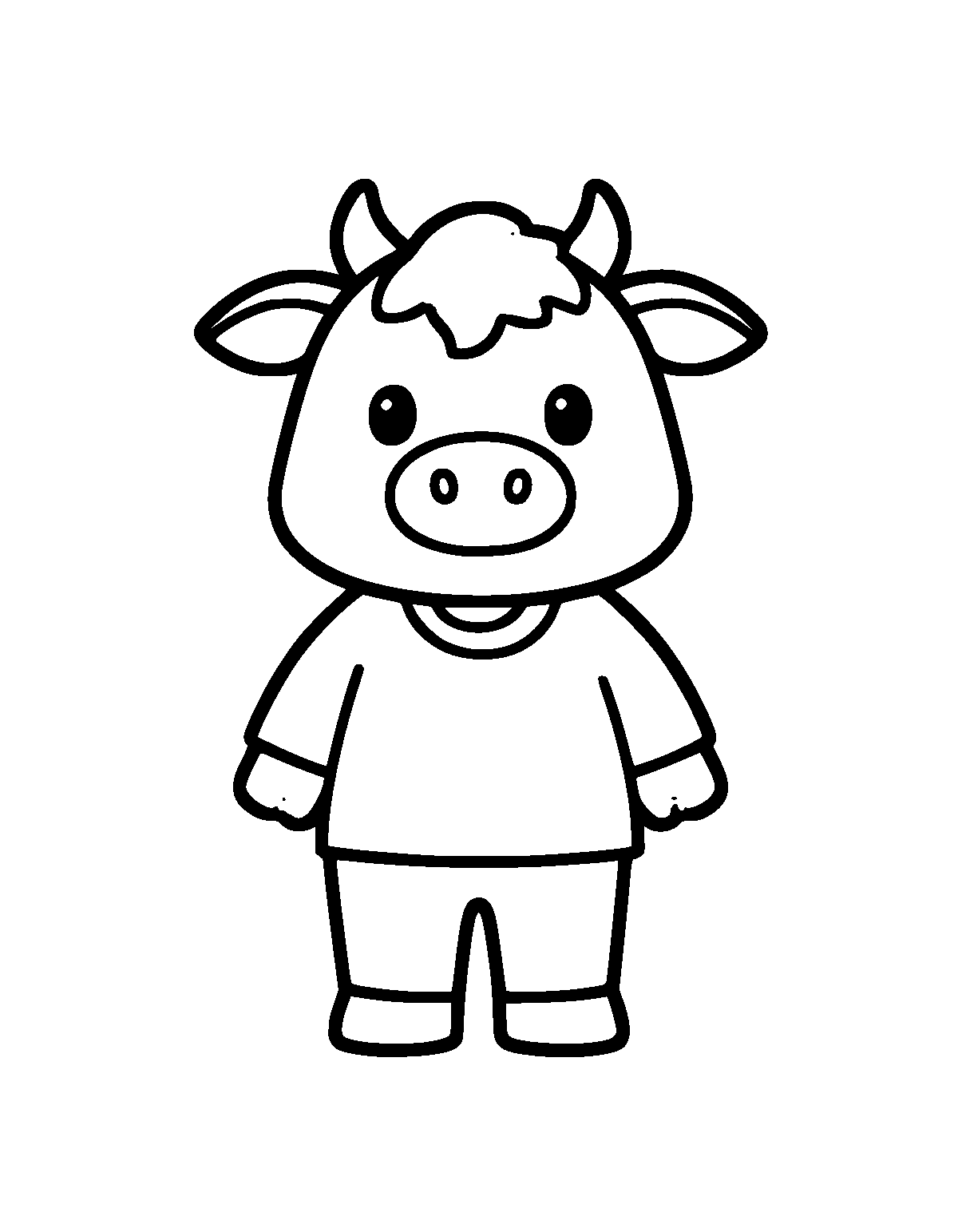 Line-art coloring page of Bold and Easy Farm Animals, bold and easy, thick outlines, centered