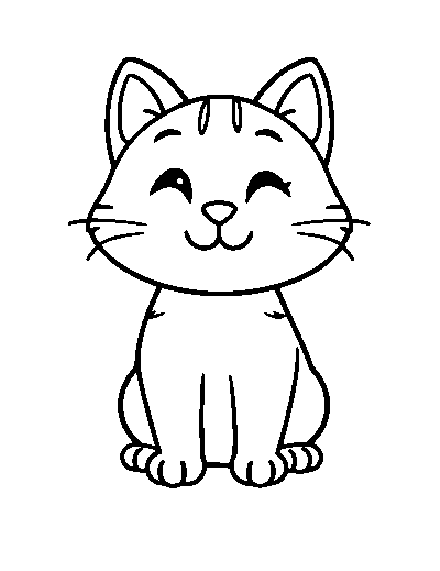 Cute cartoon cat, friendly and simple