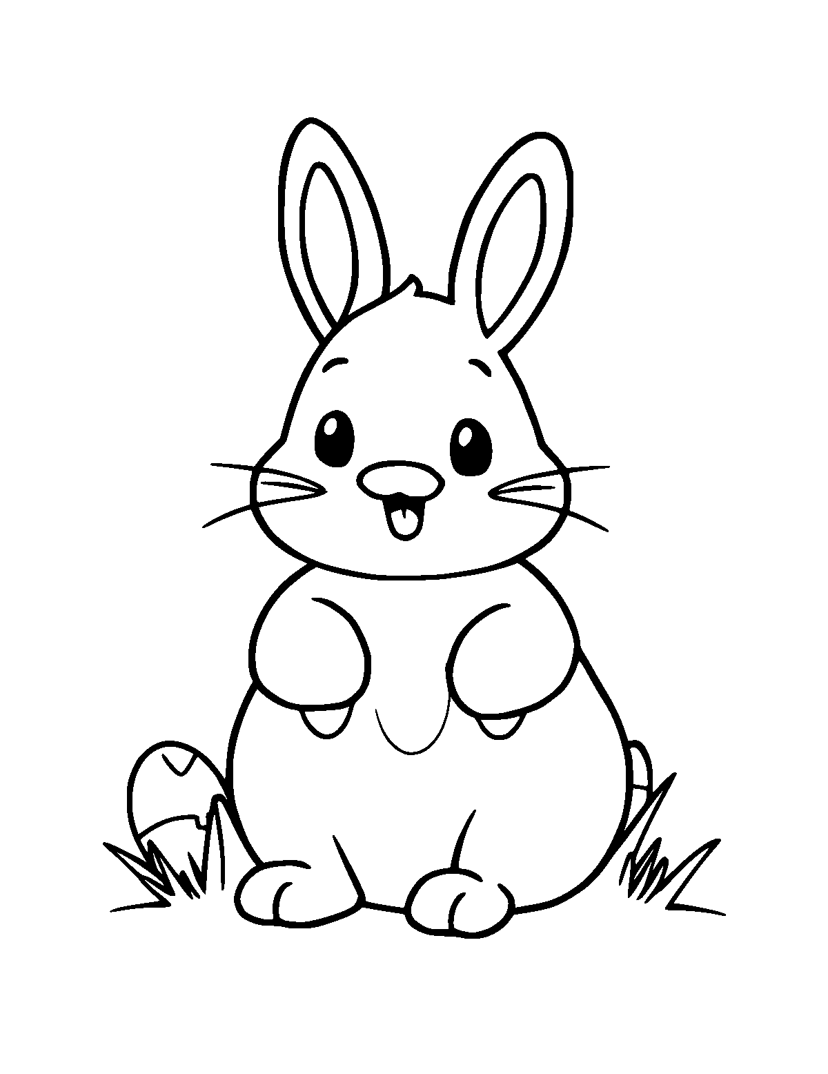 Line-art coloring page of Cute Cartoon Easter, cute cartoon, medium outlines, centered