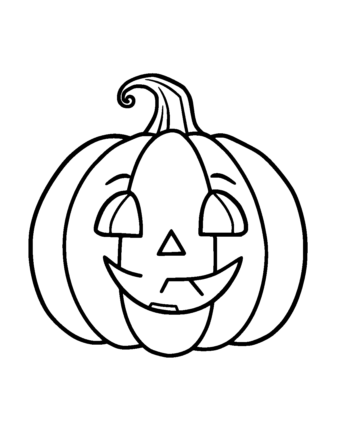 Line-art coloring page of Cute Cartoon Jack-o'-lantern, cute cartoon, thick outlines, centered