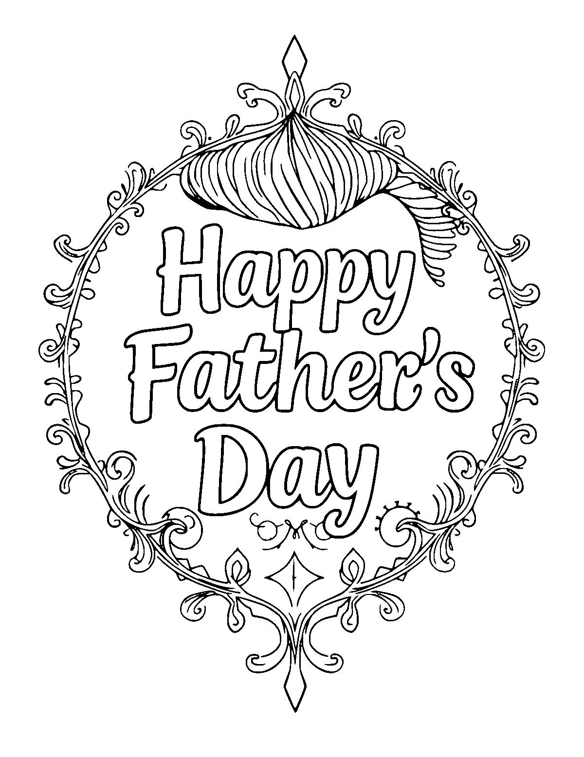 Line-art coloring page of Realistic Father's Day, realistic, medium outlines, centered