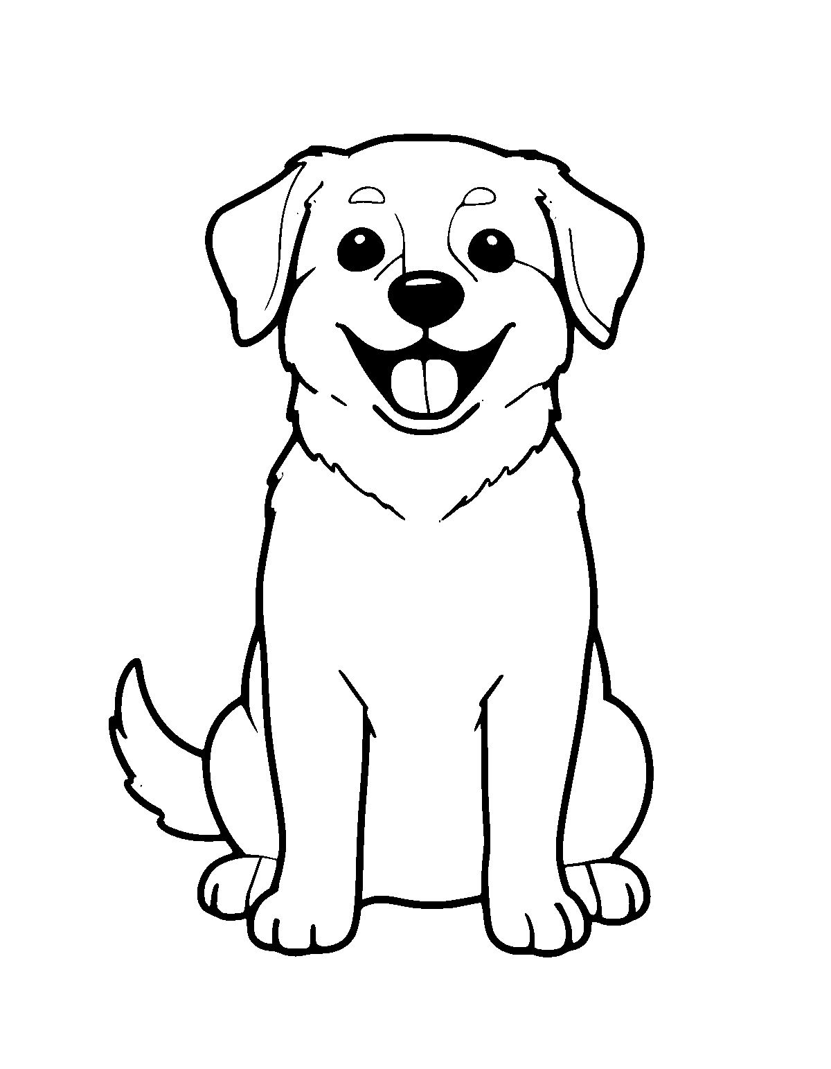 Line-art coloring page of Scene Dog, scene, thick outlines, centered
