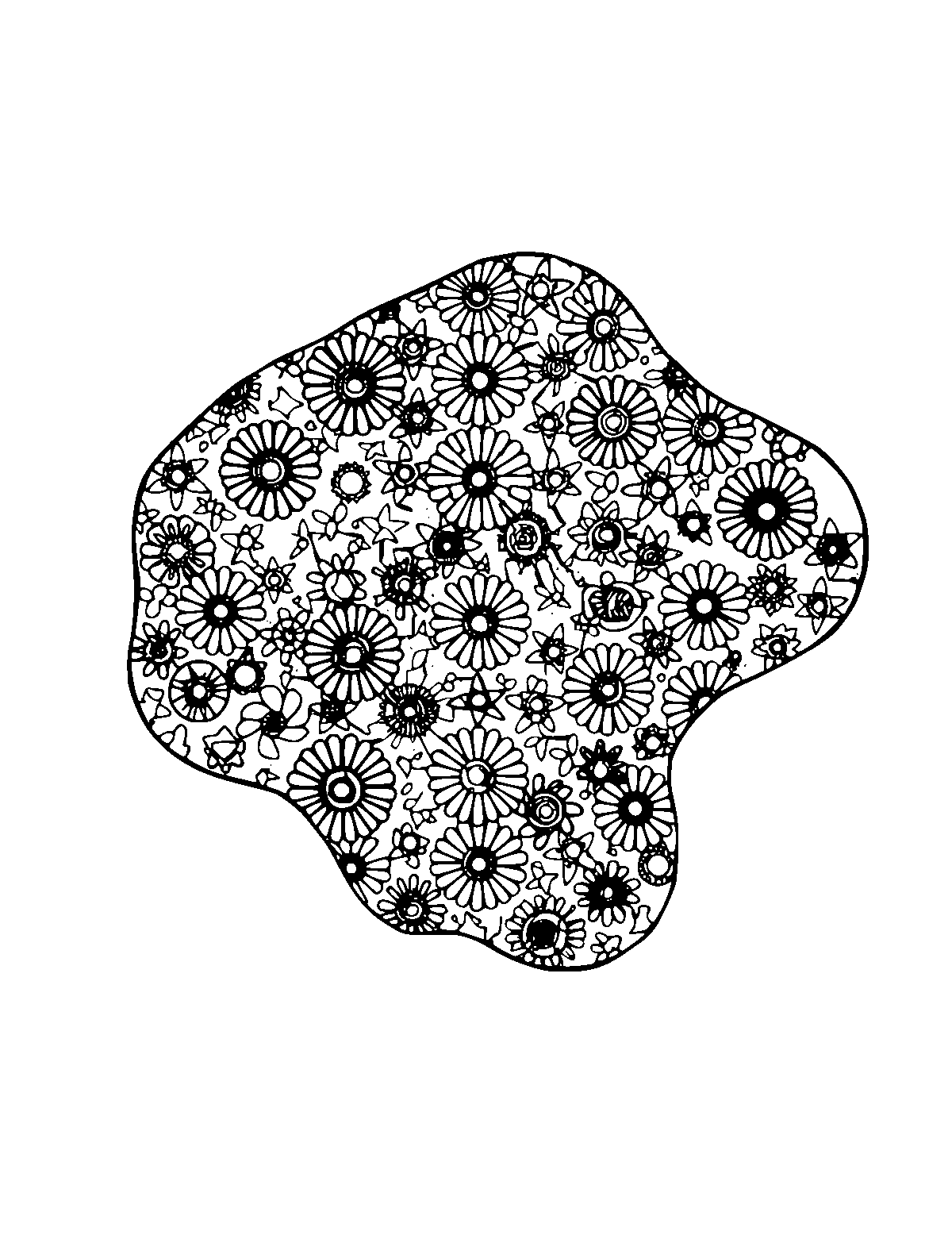 Line-art coloring page of Patterned Abstract Art, patterned, medium outlines, centered