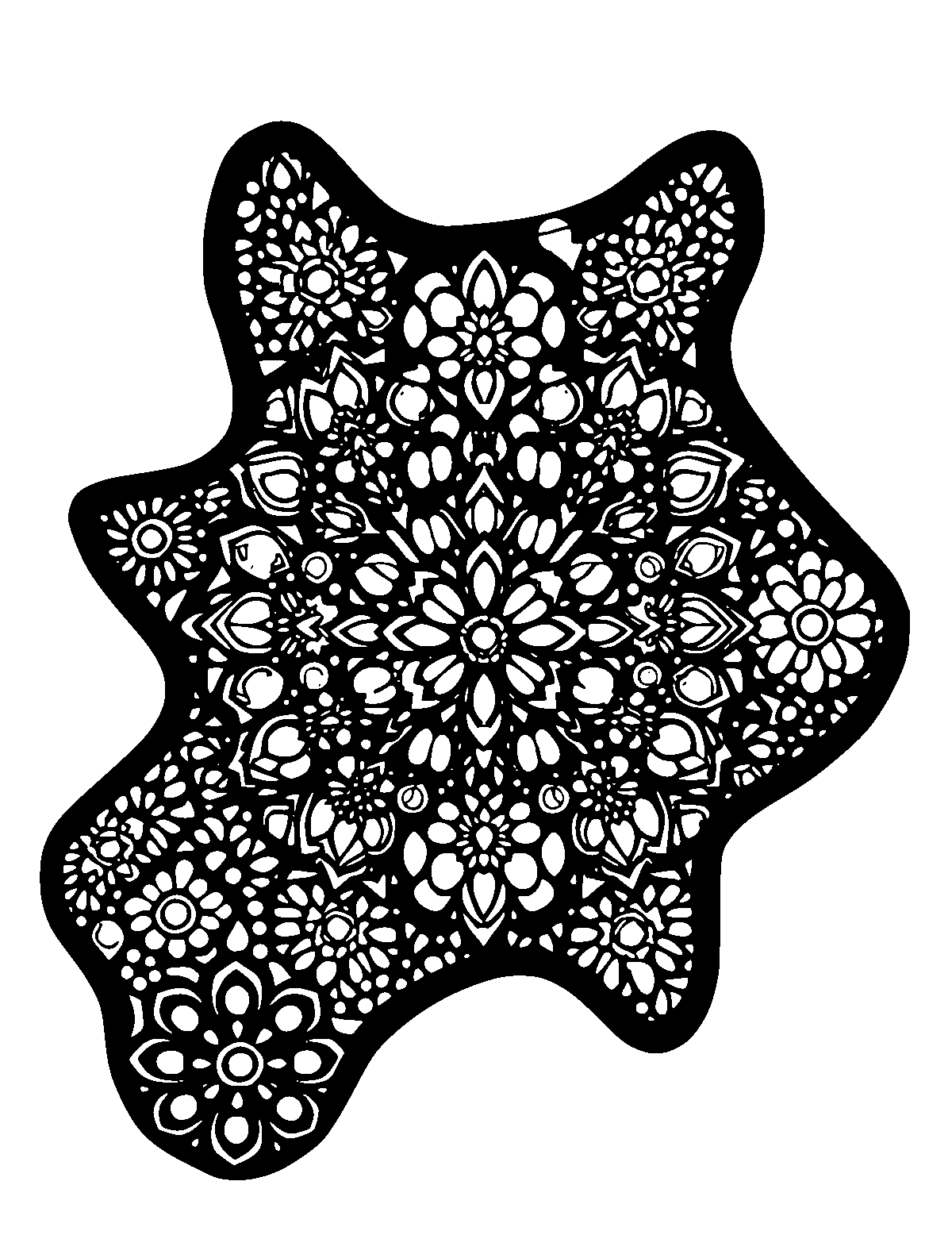 Line-art coloring page of Patterned Adult Coloring, patterned, thick outlines, centered
