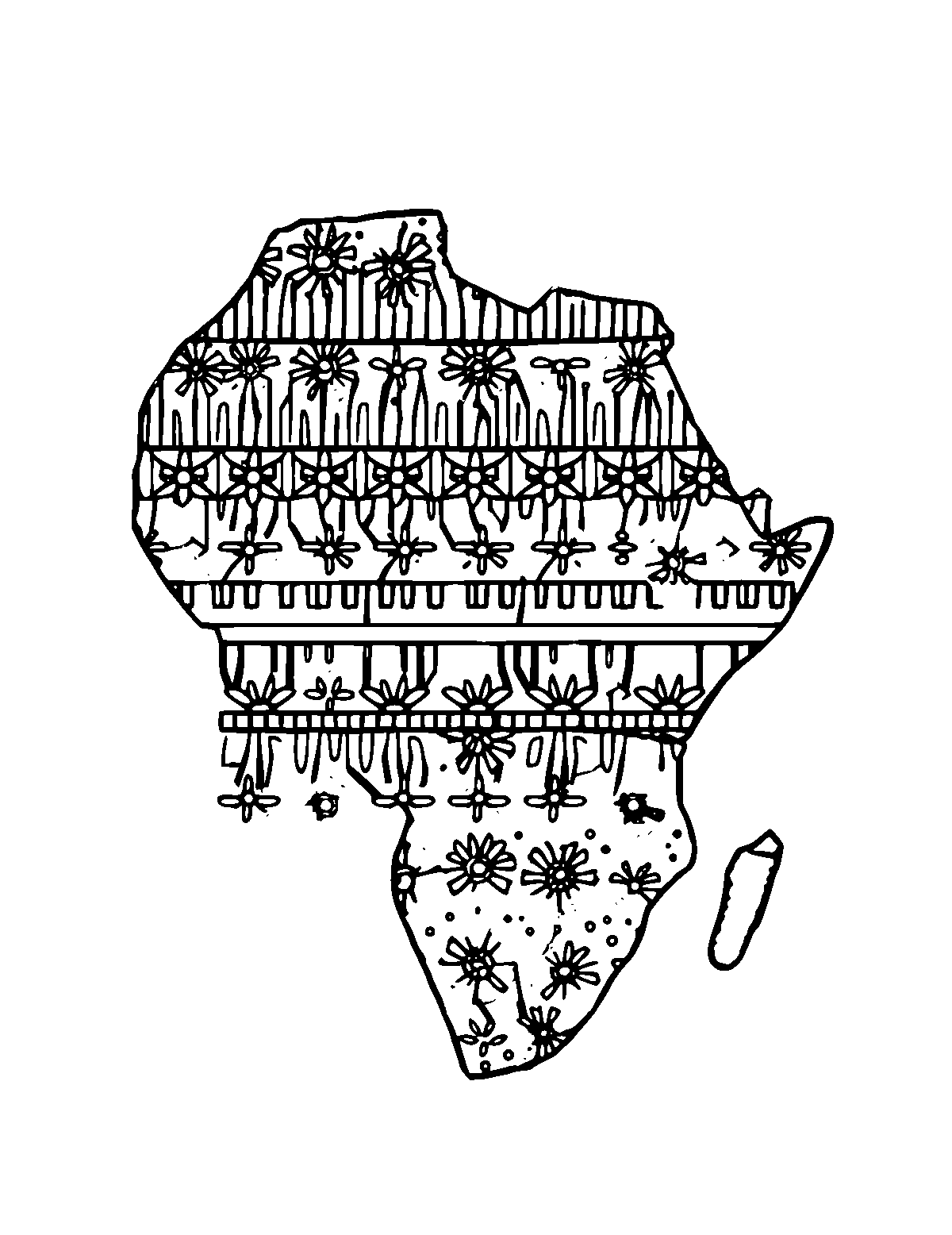 Line-art coloring page of Patterned African Mud Cloth Pattern, patterned, medium outlines, centered