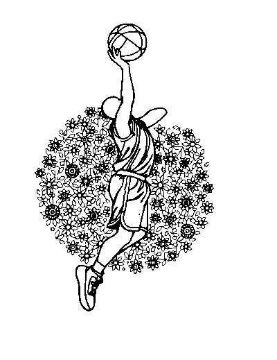 Patterned Basketball Player Shooting a Ball