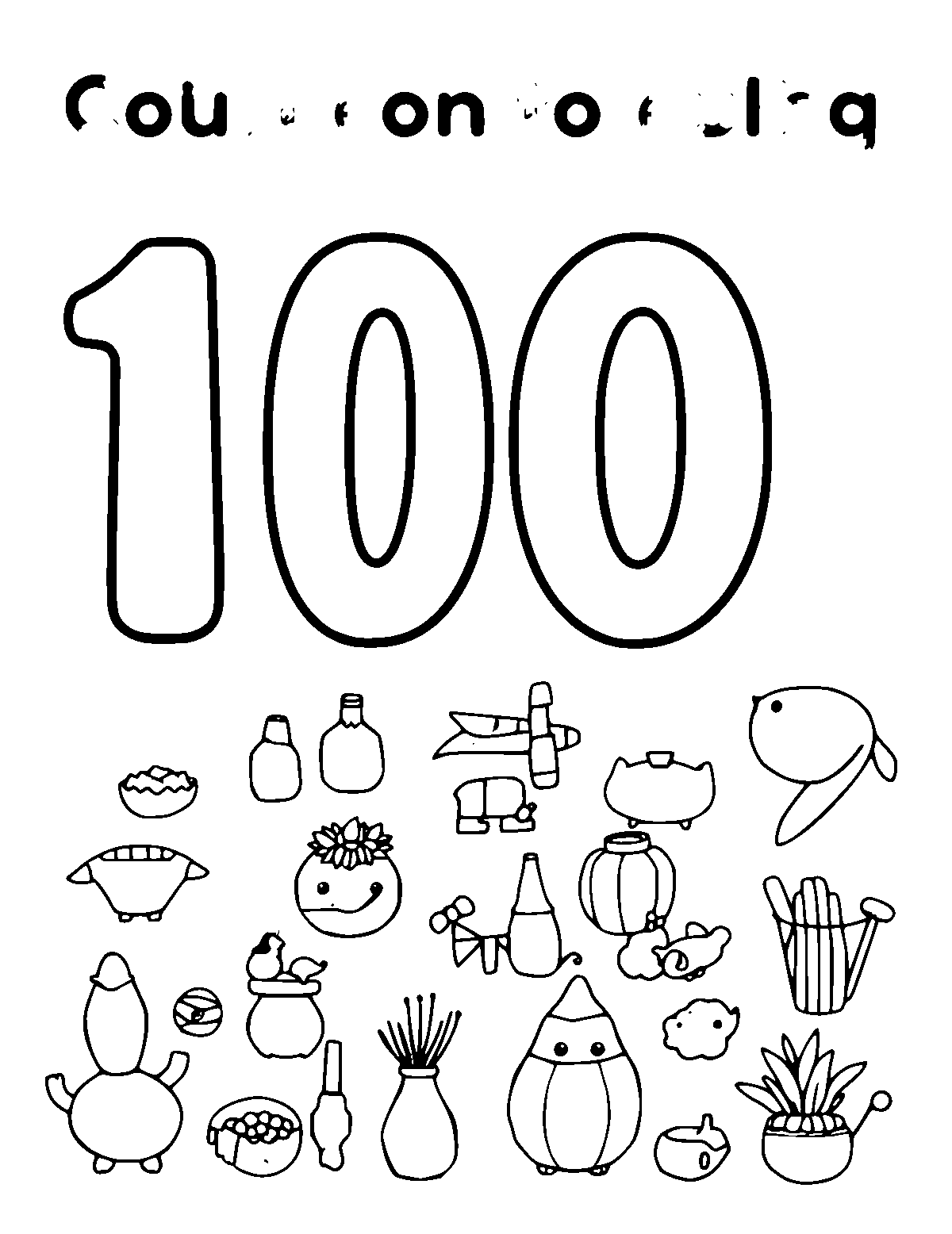 Line-art coloring page of Numbers 1-10, medium outlines, centered