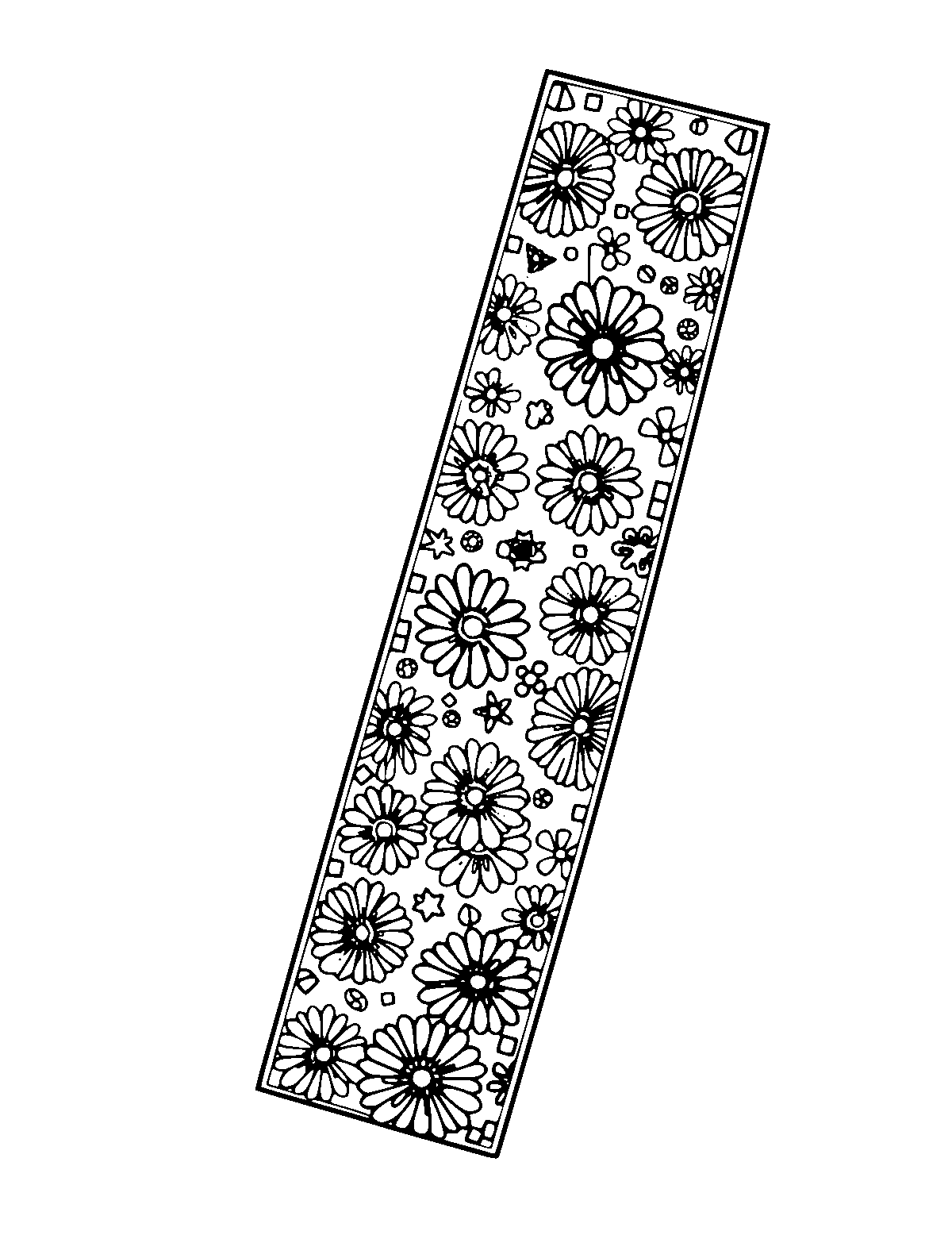 Line-art coloring page of Patterned Bookmark, patterned, medium outlines, centered