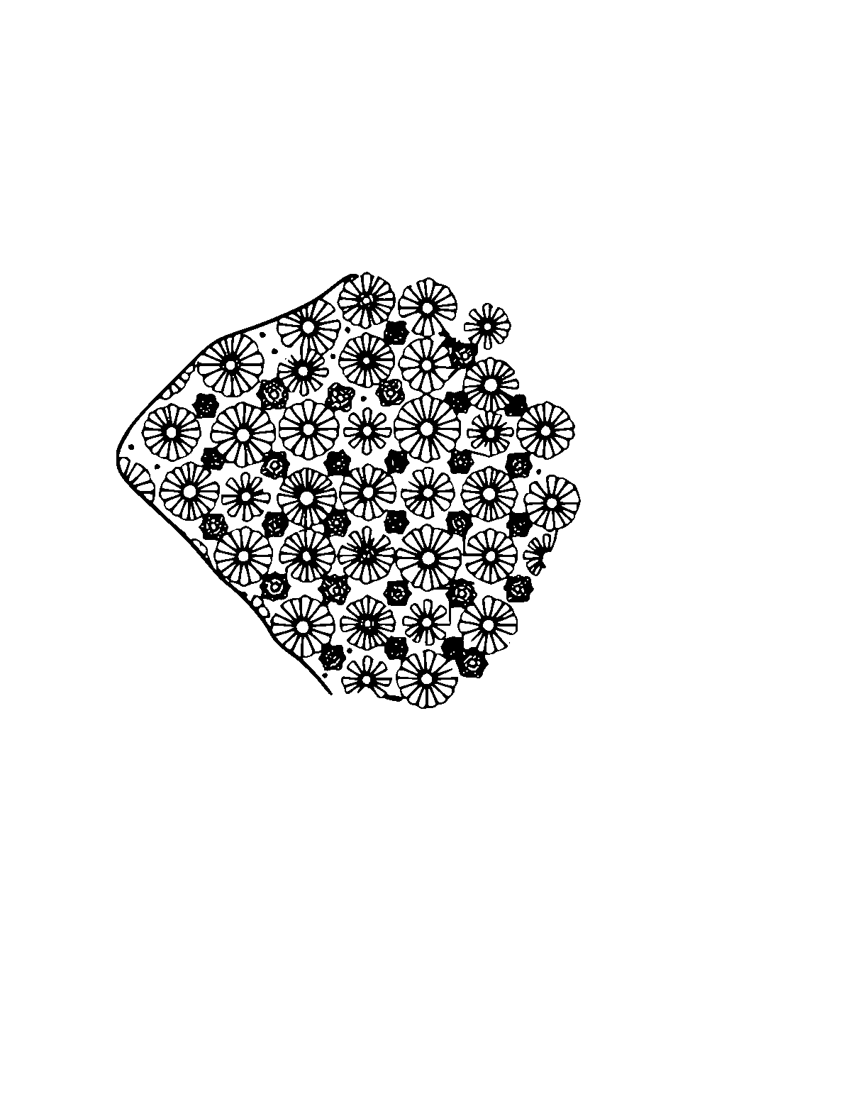 Line-art coloring page of Patterned Calm Down Corner, patterned, medium outlines, centered