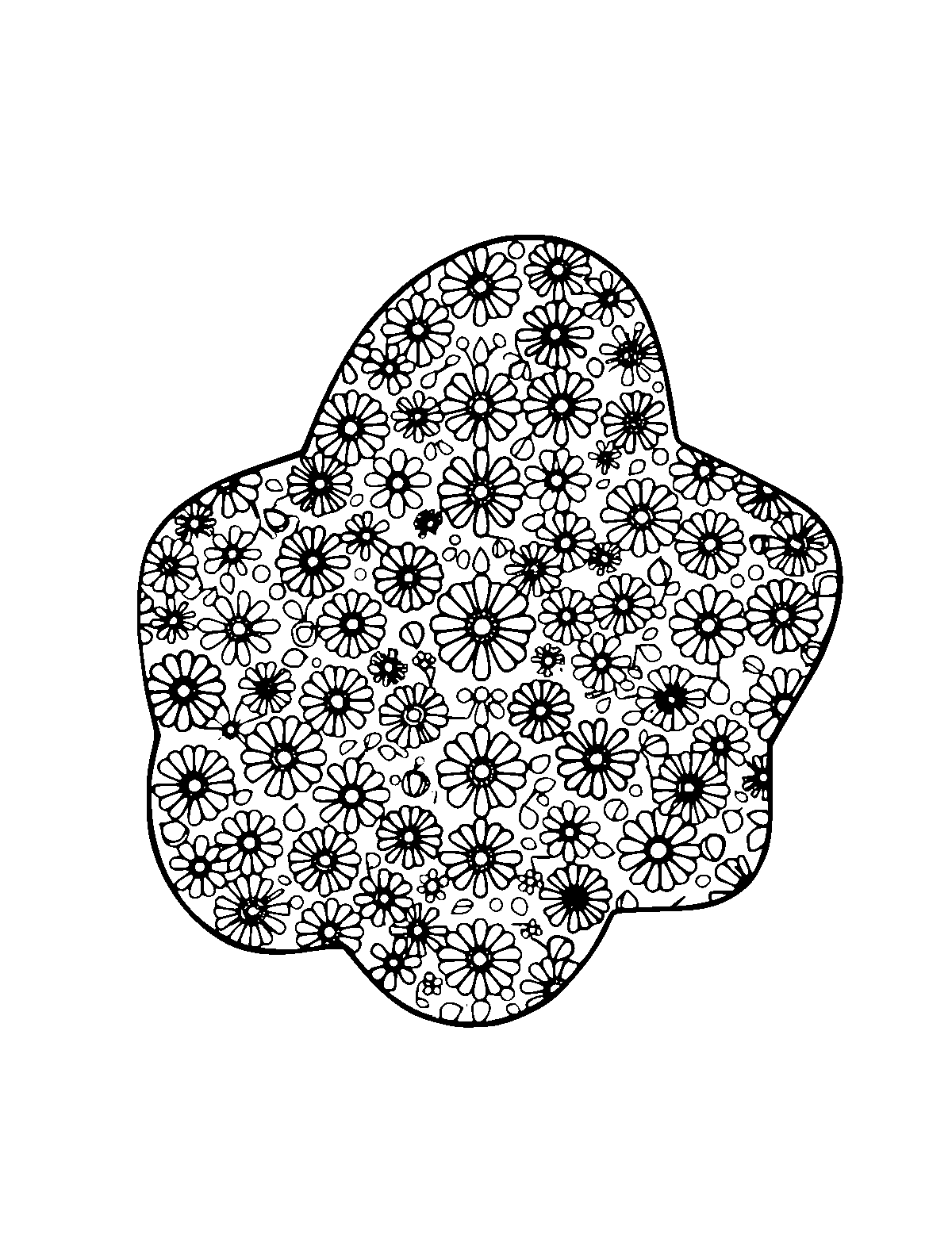 Line-art coloring page of Patterned Coping Skills, patterned, medium outlines, centered