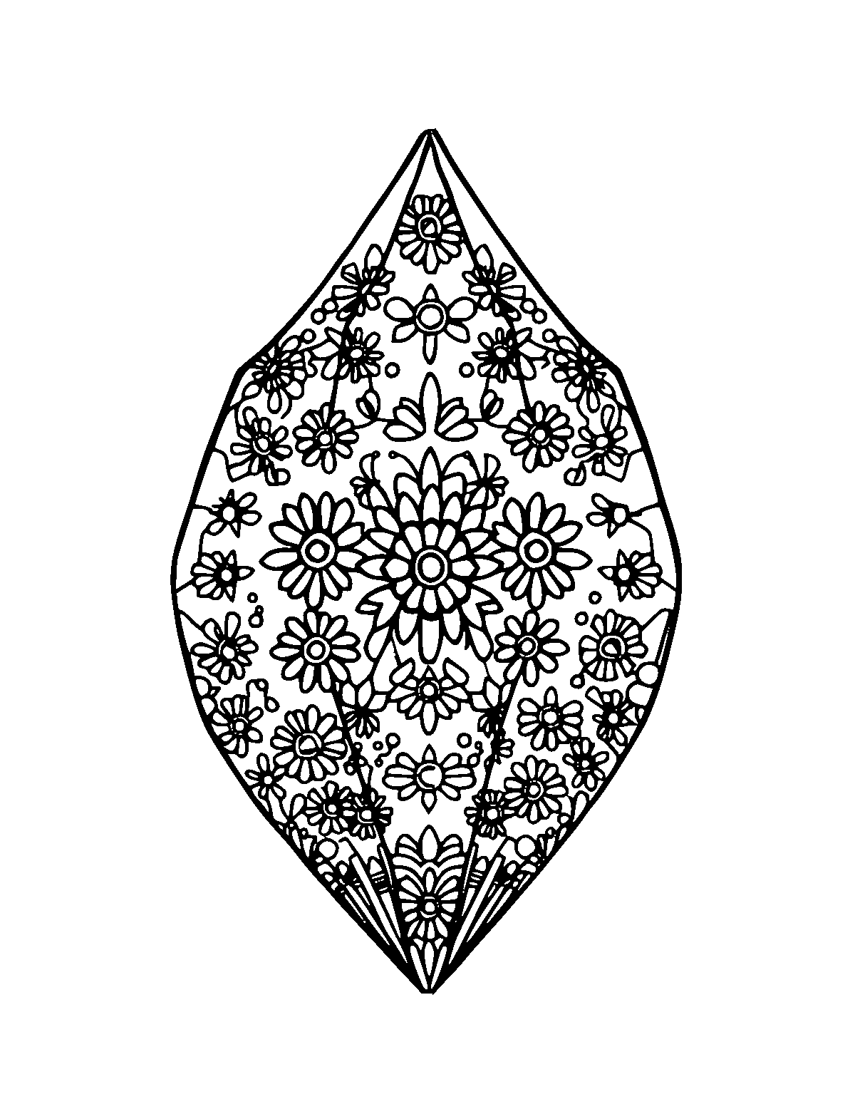 Line-art coloring page of Patterned Crystal, patterned, medium outlines, centered