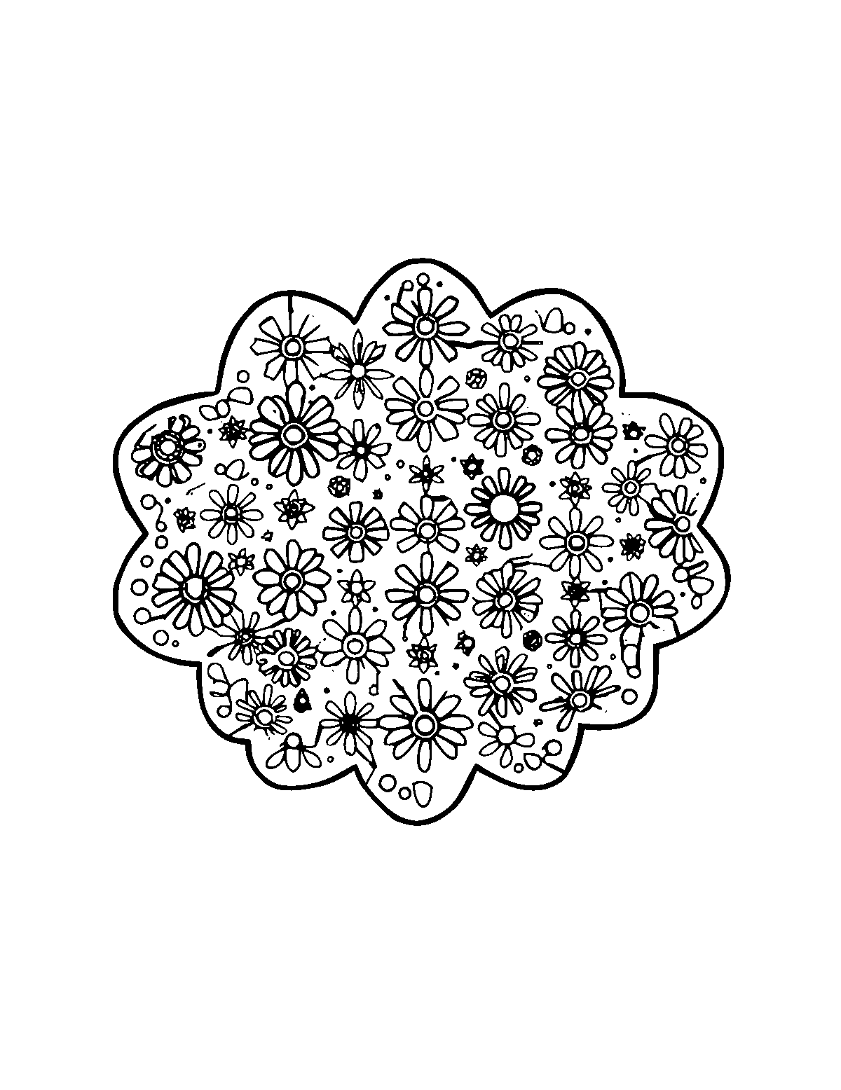 Line-art coloring page of Patterned Cut and Paste, patterned, medium outlines, centered