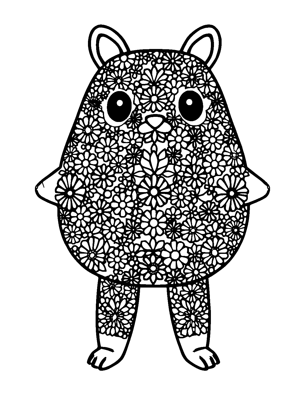 Line-art coloring page of Patterned Cute, patterned, medium outlines, centered