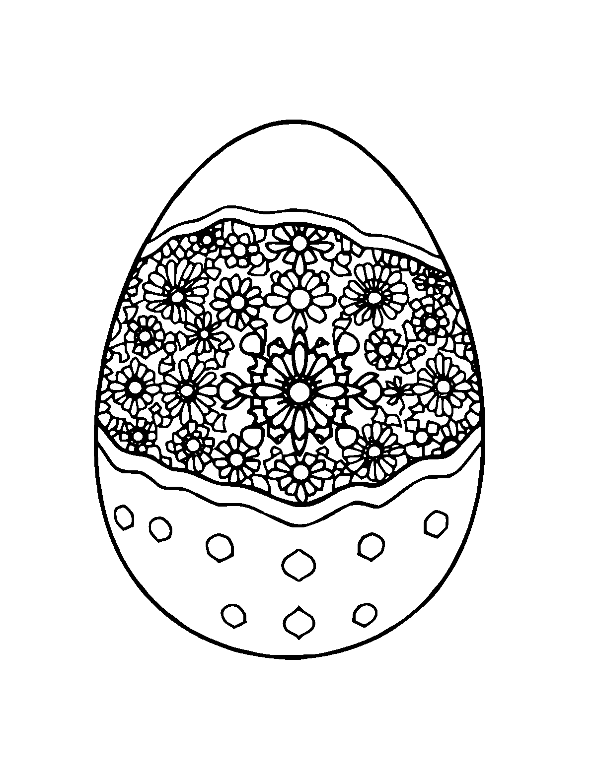 Line-art coloring page of Patterned Dragon Egg, patterned, medium outlines, centered