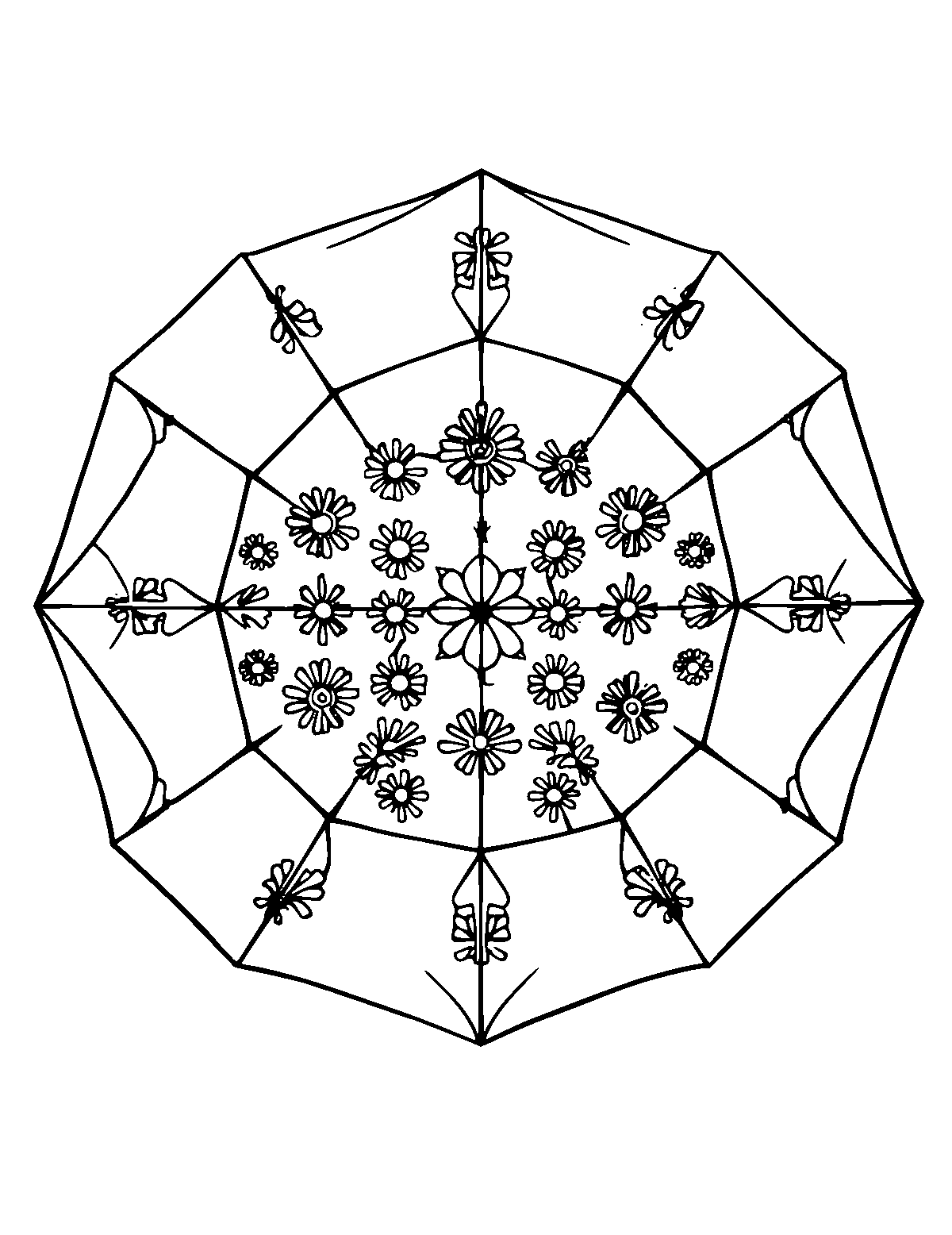 Line-art coloring page of Patterned Geometric, patterned, medium outlines, centered