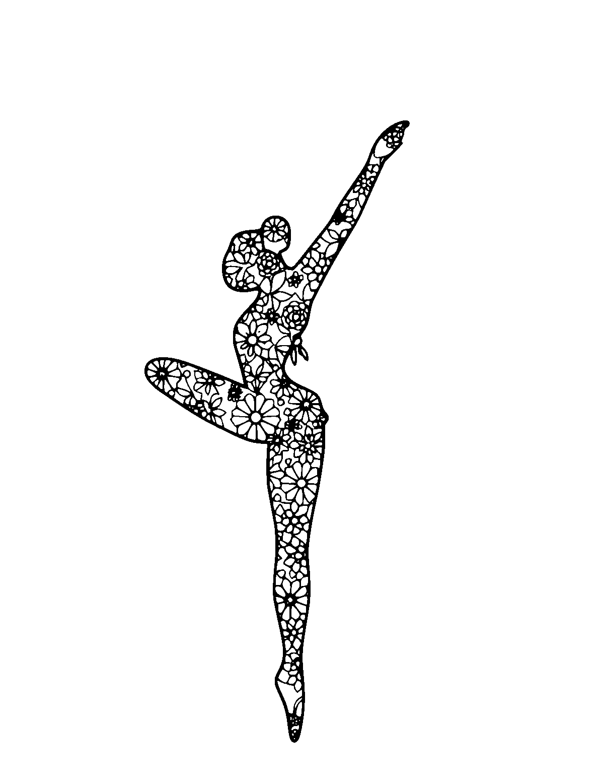 Line-art coloring page of Patterned Gymnastics, patterned, medium outlines, centered