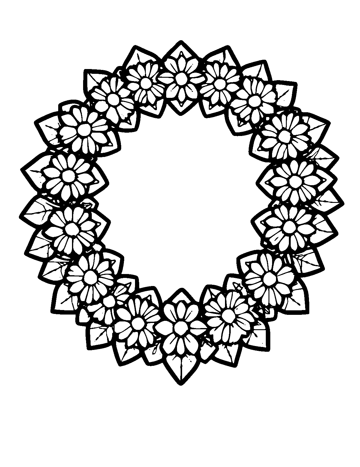 Line-art coloring page of Patterned Hawaiian Lei Garland, patterned, medium outlines, centered