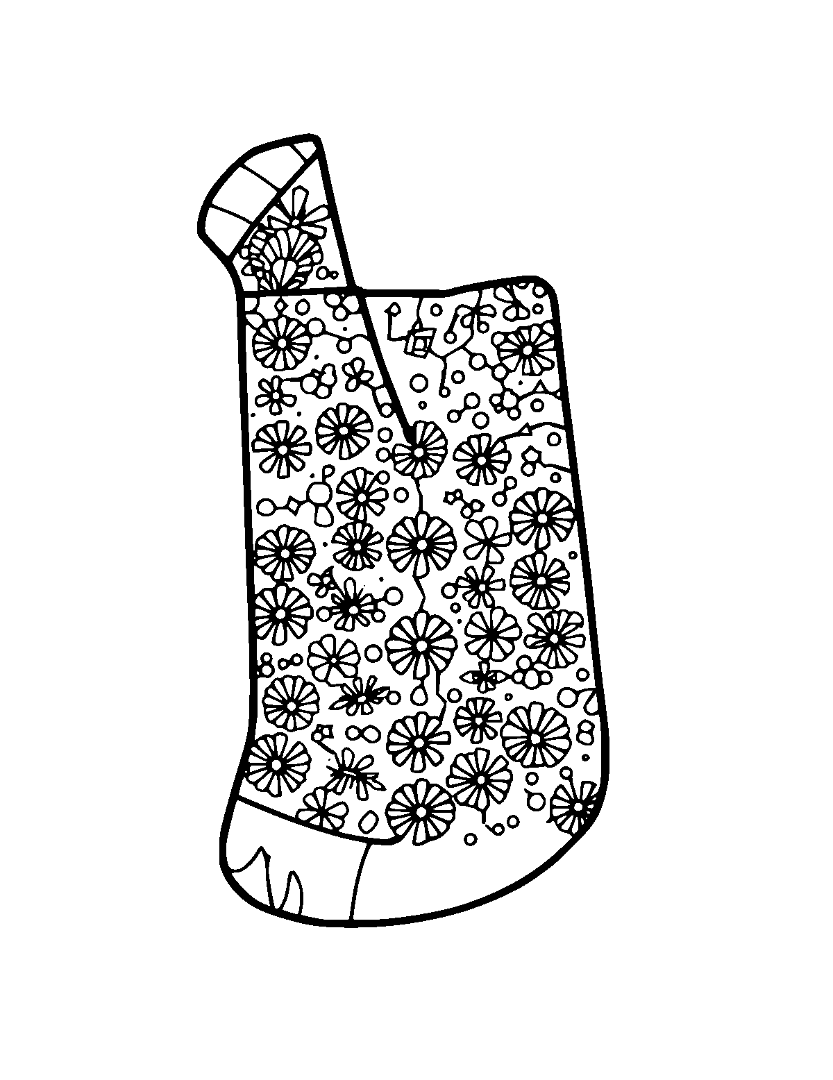 Line-art coloring page of Patterned Hockey, patterned, medium outlines, centered