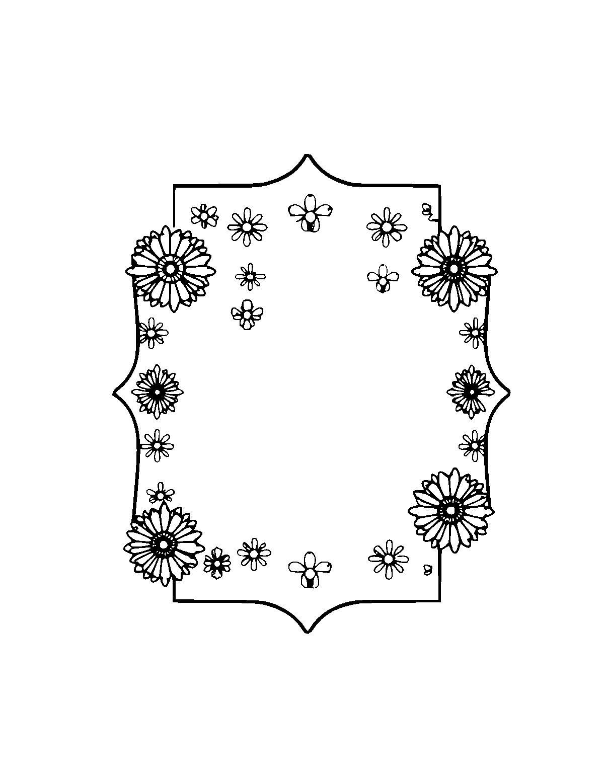 Line-art coloring page of Patterned Invitation, patterned, medium outlines, centered