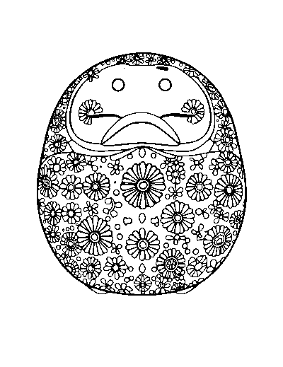 Patterned Japanese Daruma Doll
