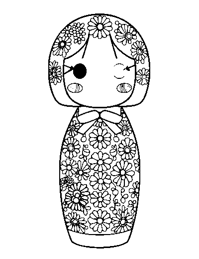 Patterned Kokeshi Doll