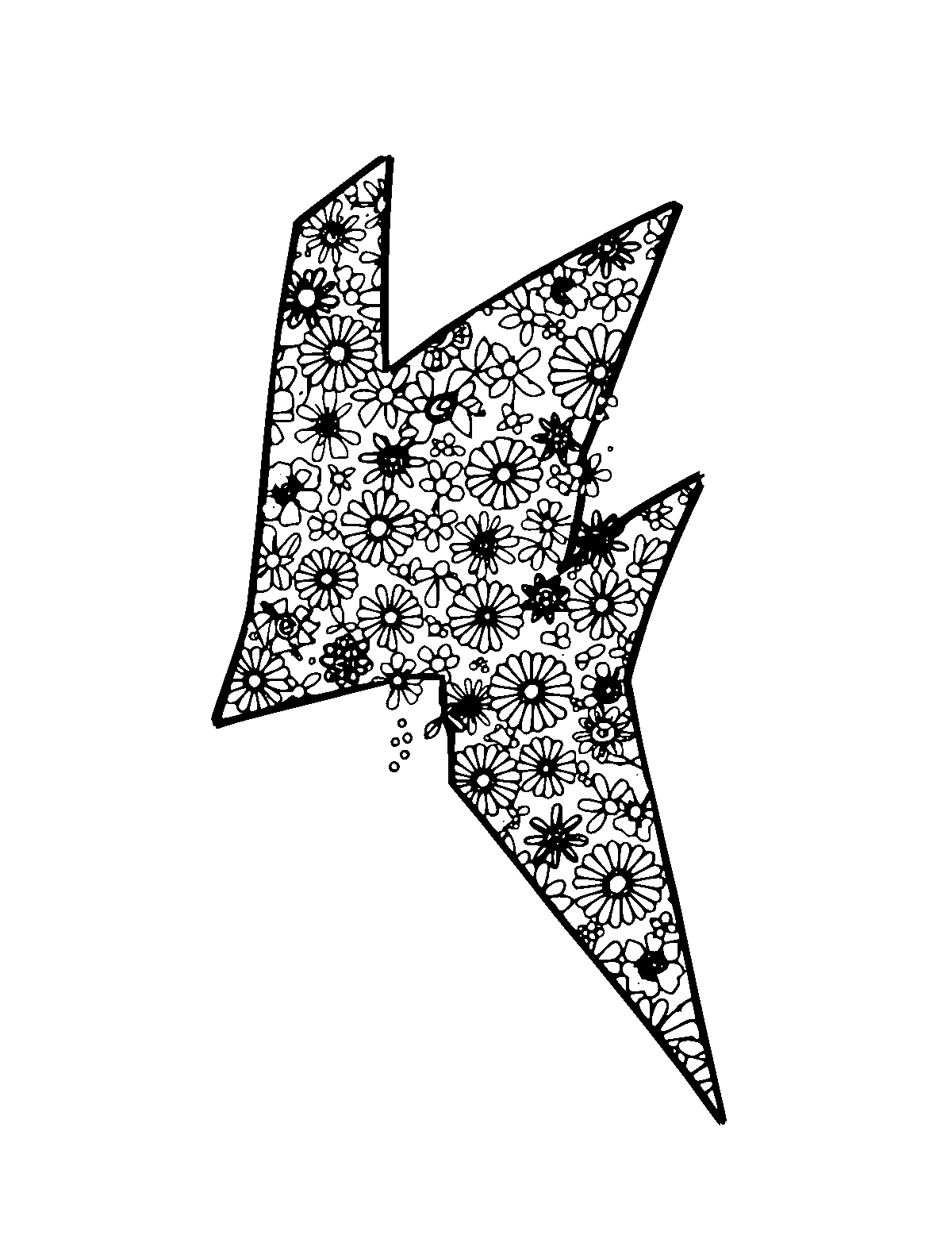 Line-art coloring page of Patterned Lightning, patterned, medium outlines, centered