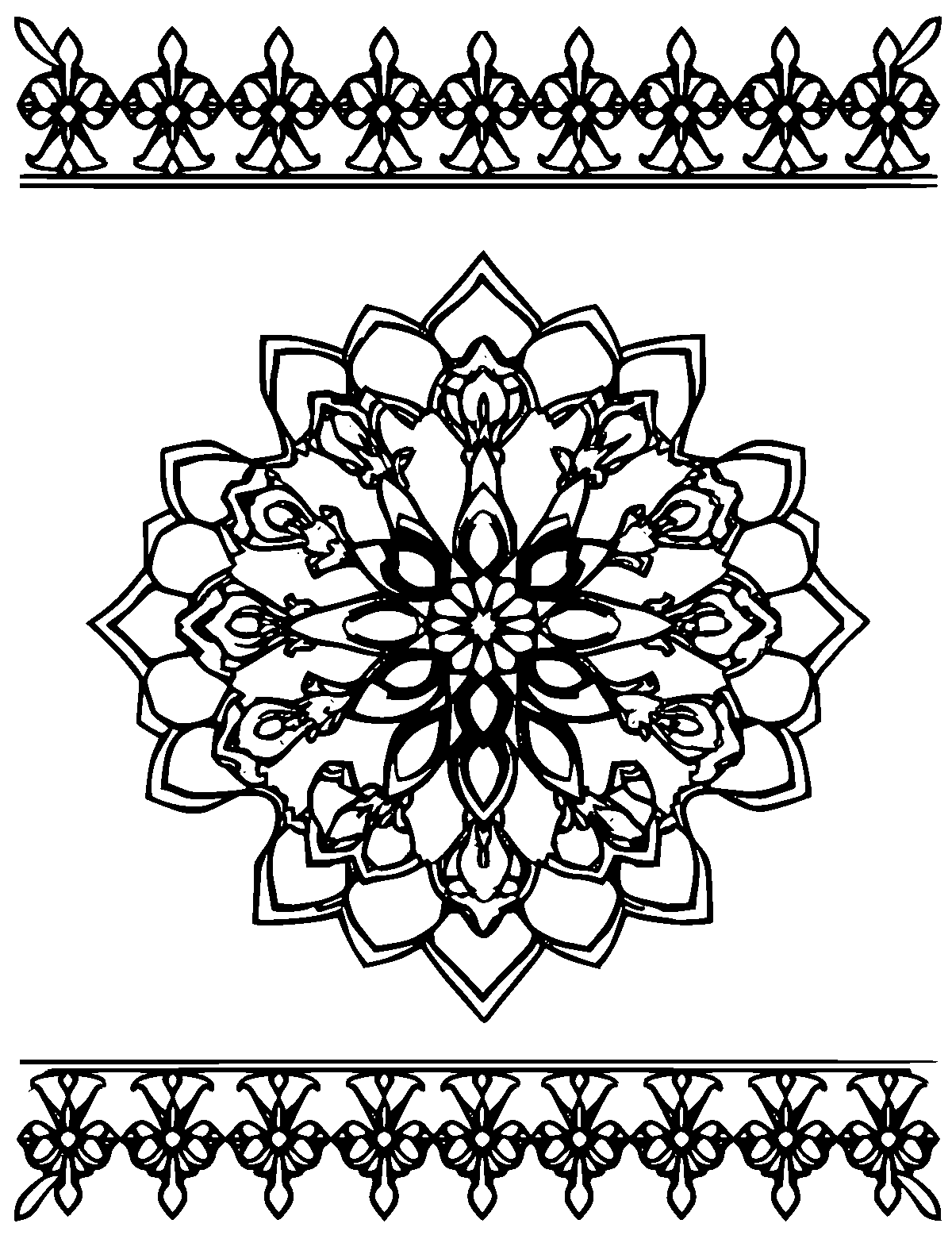 Line-art coloring page of Patterned Moroccan Zellige Tile Pattern, patterned, medium outlines, centered