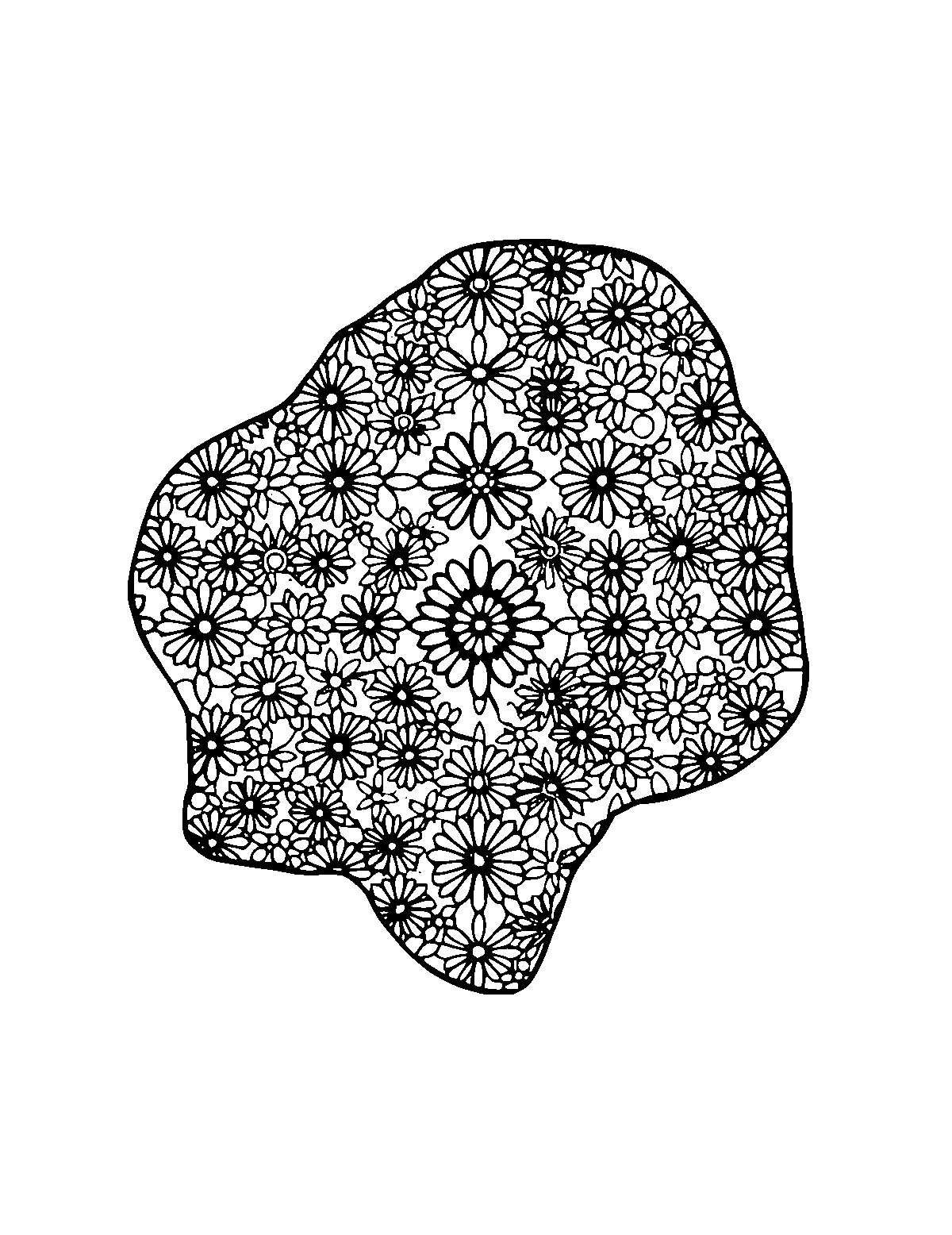 Line-art coloring page of Patterned Paint By Number, patterned, medium outlines, centered