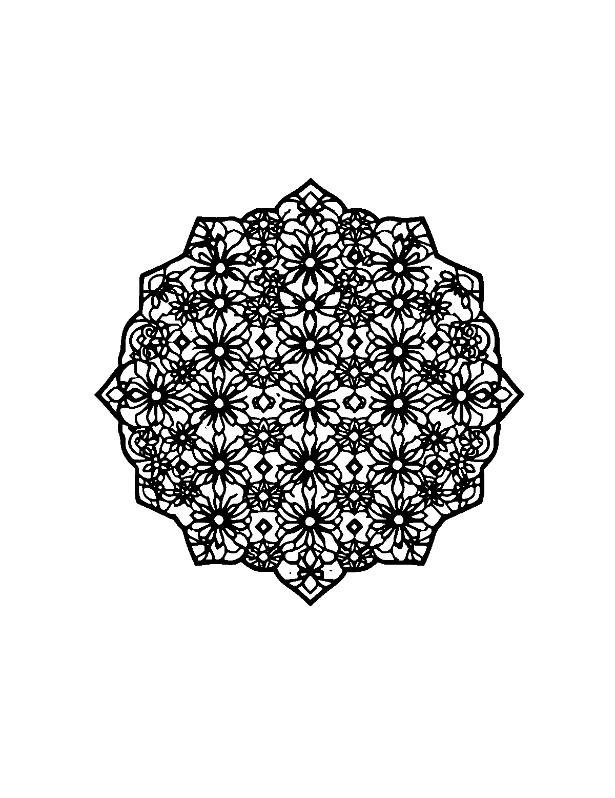 Line-art coloring page of Patterned Pixel Art, patterned, medium outlines, centered