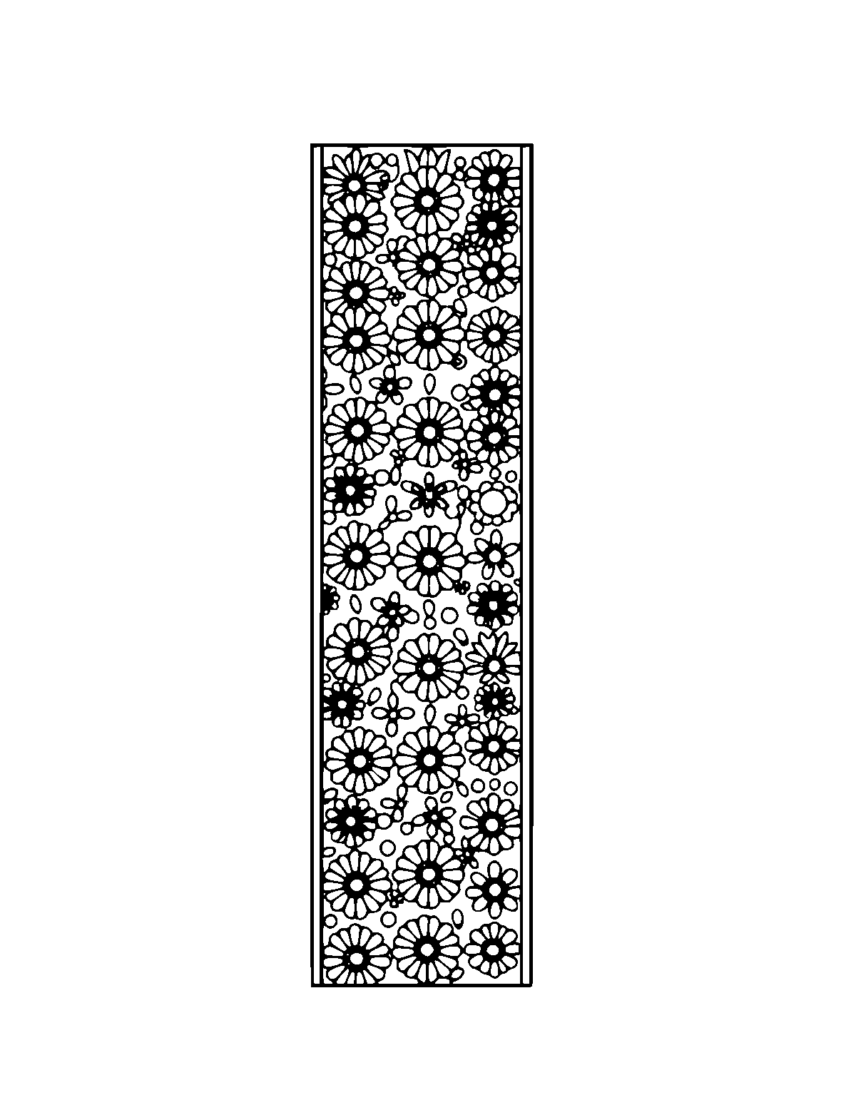 Line-art coloring page of Patterned Printable Bookmarks, patterned, medium outlines, centered