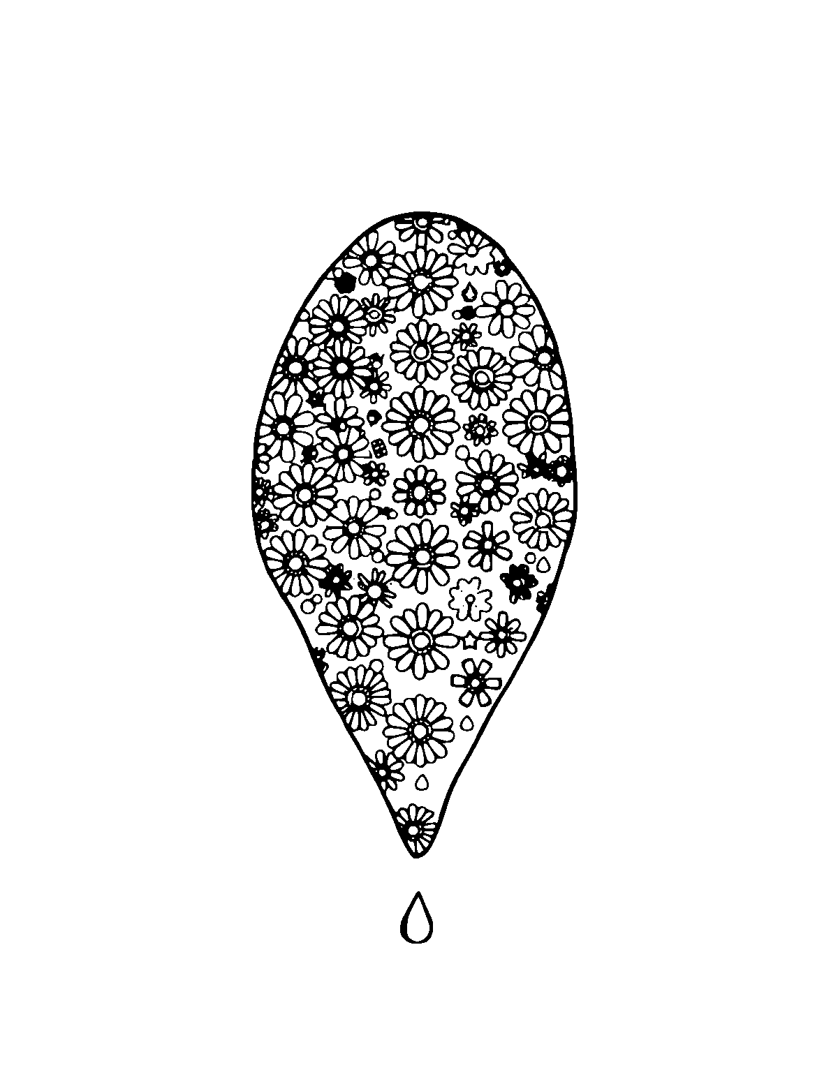 Line-art coloring page of Patterned Rain, patterned, medium outlines, centered