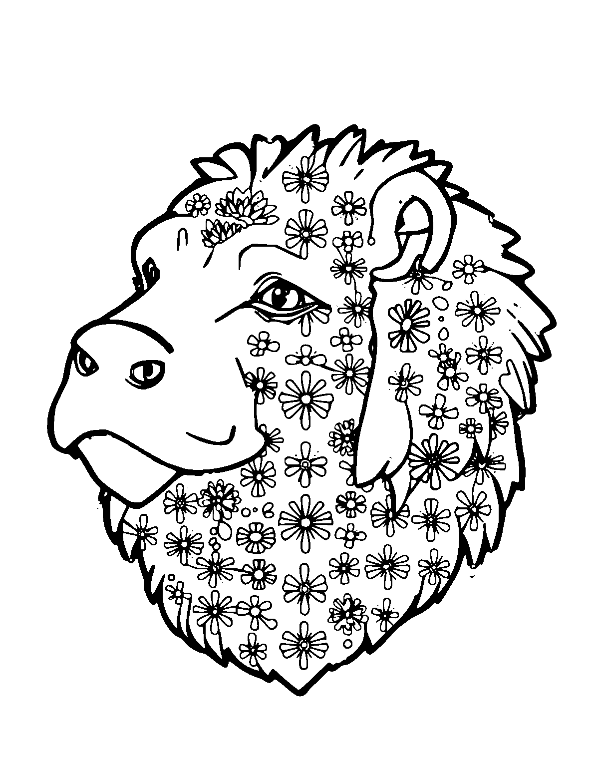 Line-art coloring page of Patterned Realistic, patterned, medium outlines, centered