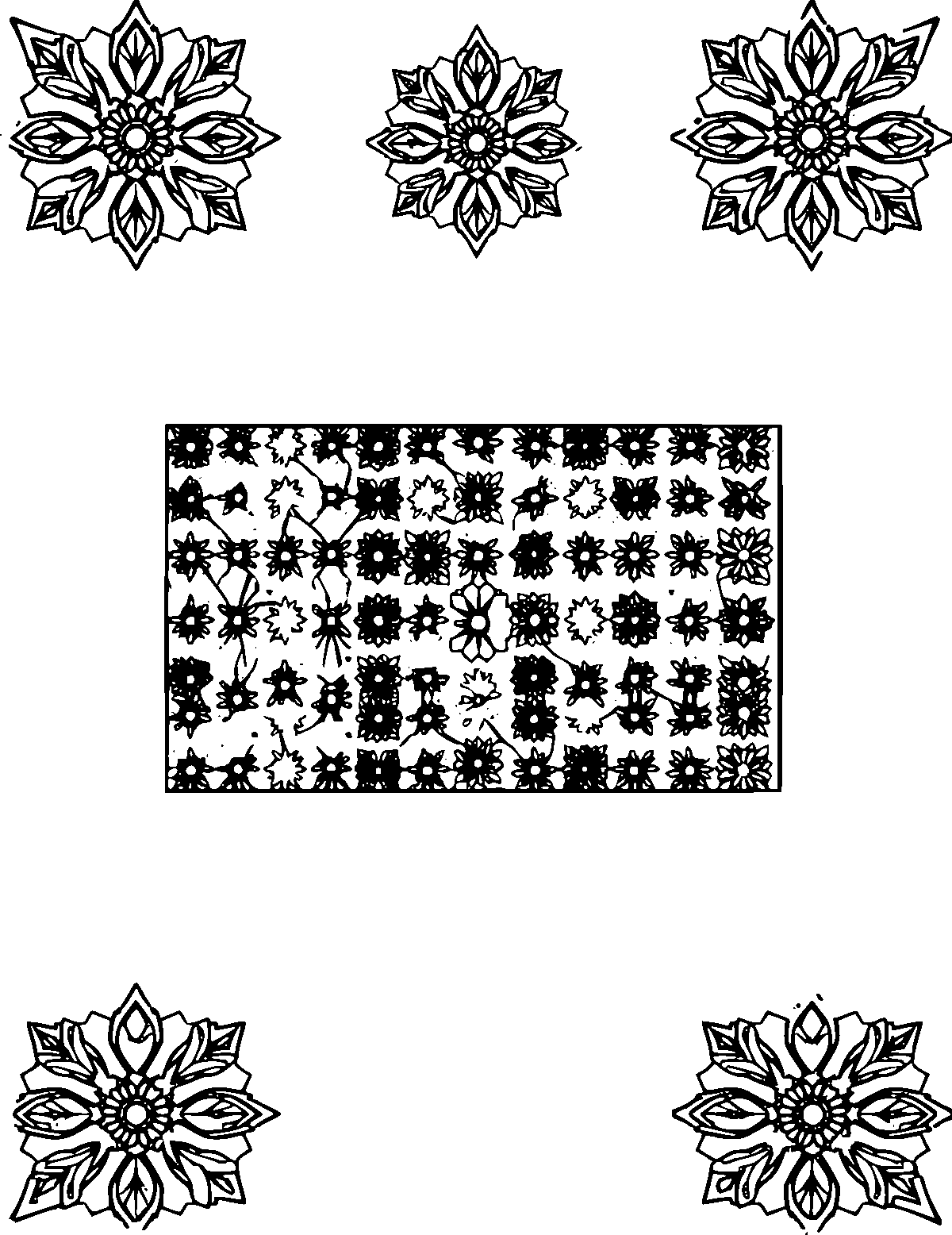 Line-art coloring page of Patterned Rectangle, patterned, medium outlines, centered