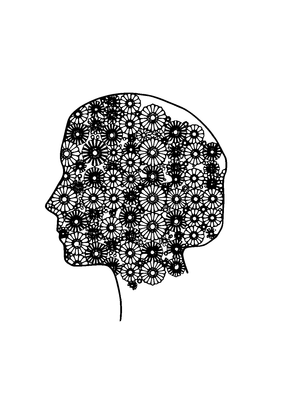 Line-art coloring page of Patterned Silhouette, patterned, medium outlines, centered