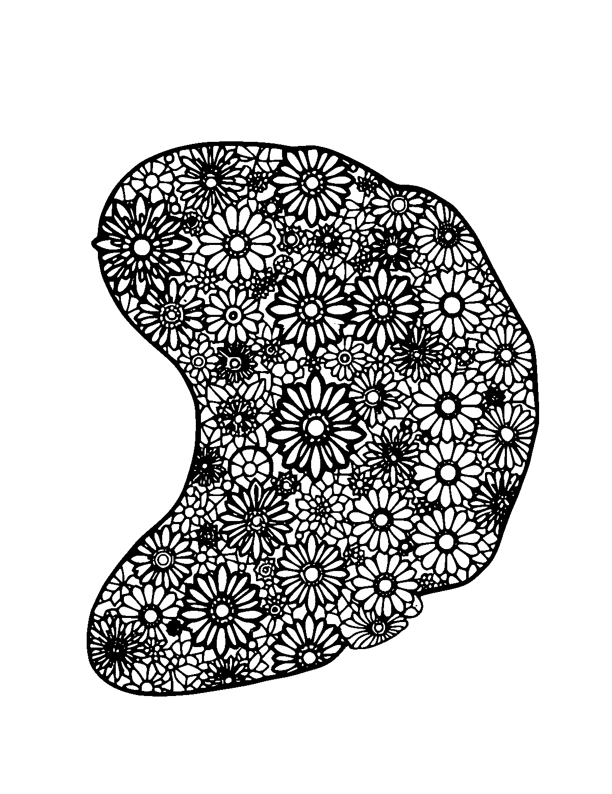 Line-art coloring page of Patterned Simple, patterned, medium outlines, centered