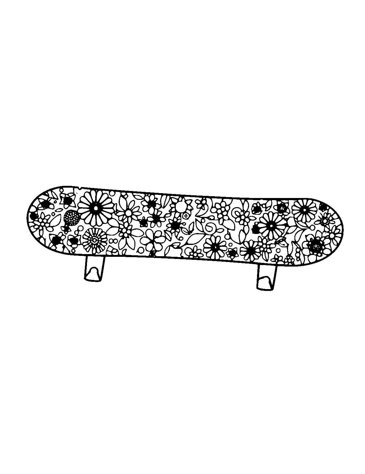 Line-art coloring page of Patterned Skateboarding, patterned, medium outlines, centered