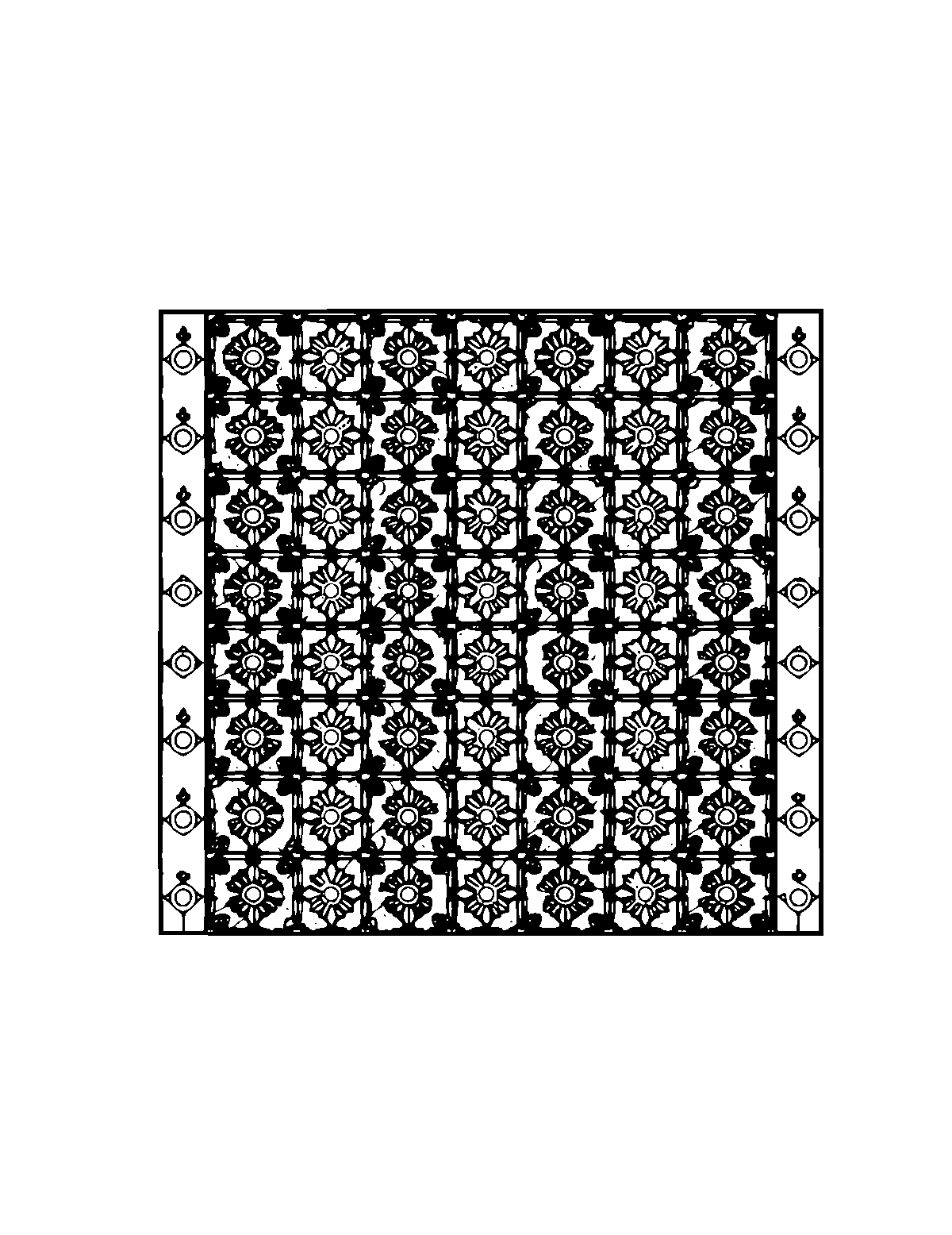 Line-art coloring page of Patterned Square, patterned, medium outlines, centered