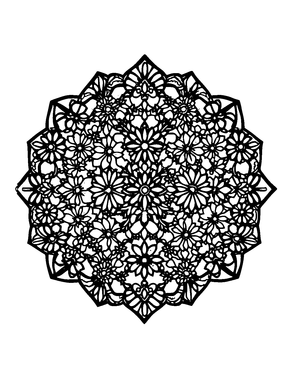 Line-art coloring page of Patterned Stencils, patterned, medium outlines, centered