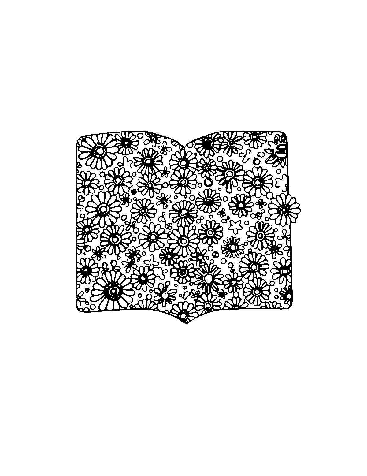 Line-art coloring page of Patterned Sticker Book, patterned, medium outlines, centered