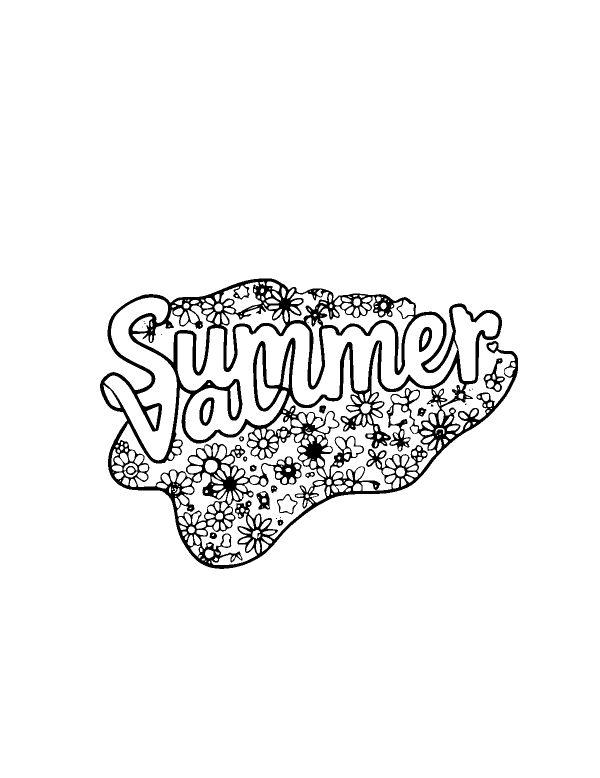 Line-art coloring page of Patterned Summer Vacation, patterned, medium outlines, centered