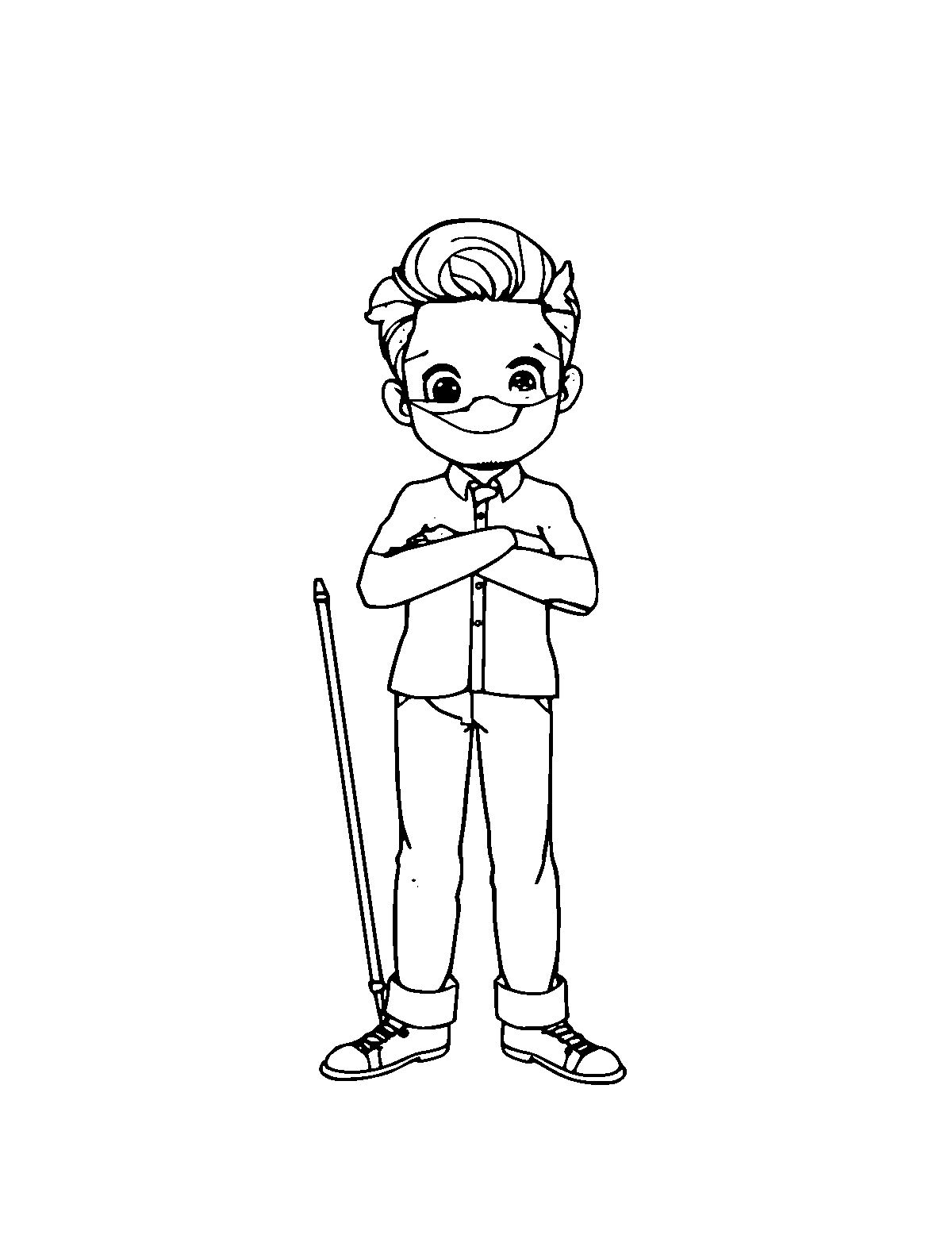 Line-art coloring page of Actor, medium outlines, centered