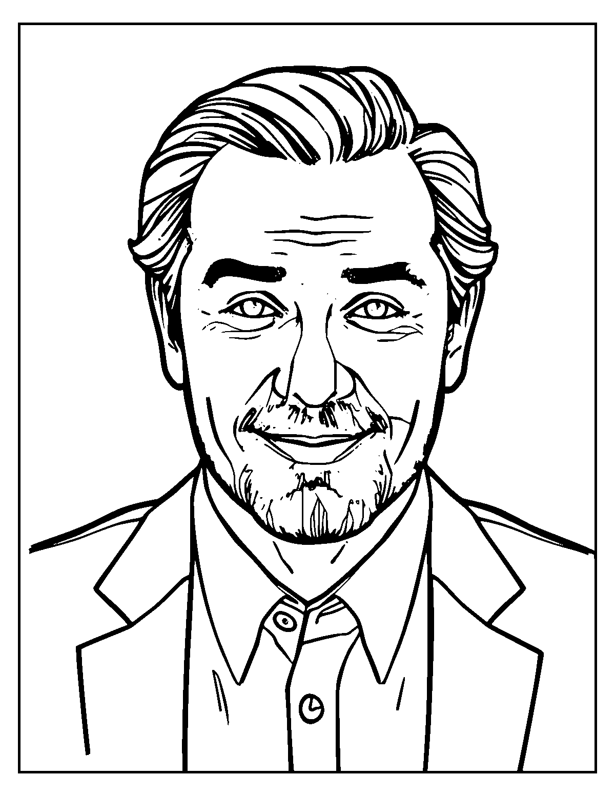 Line-art coloring page of Actor, medium outlines, centered