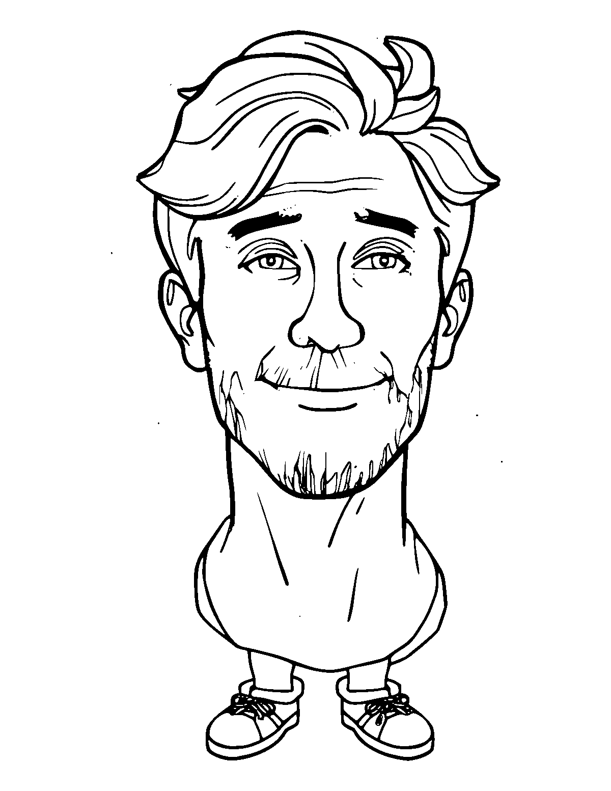 Line-art coloring page of Actor, medium outlines, centered