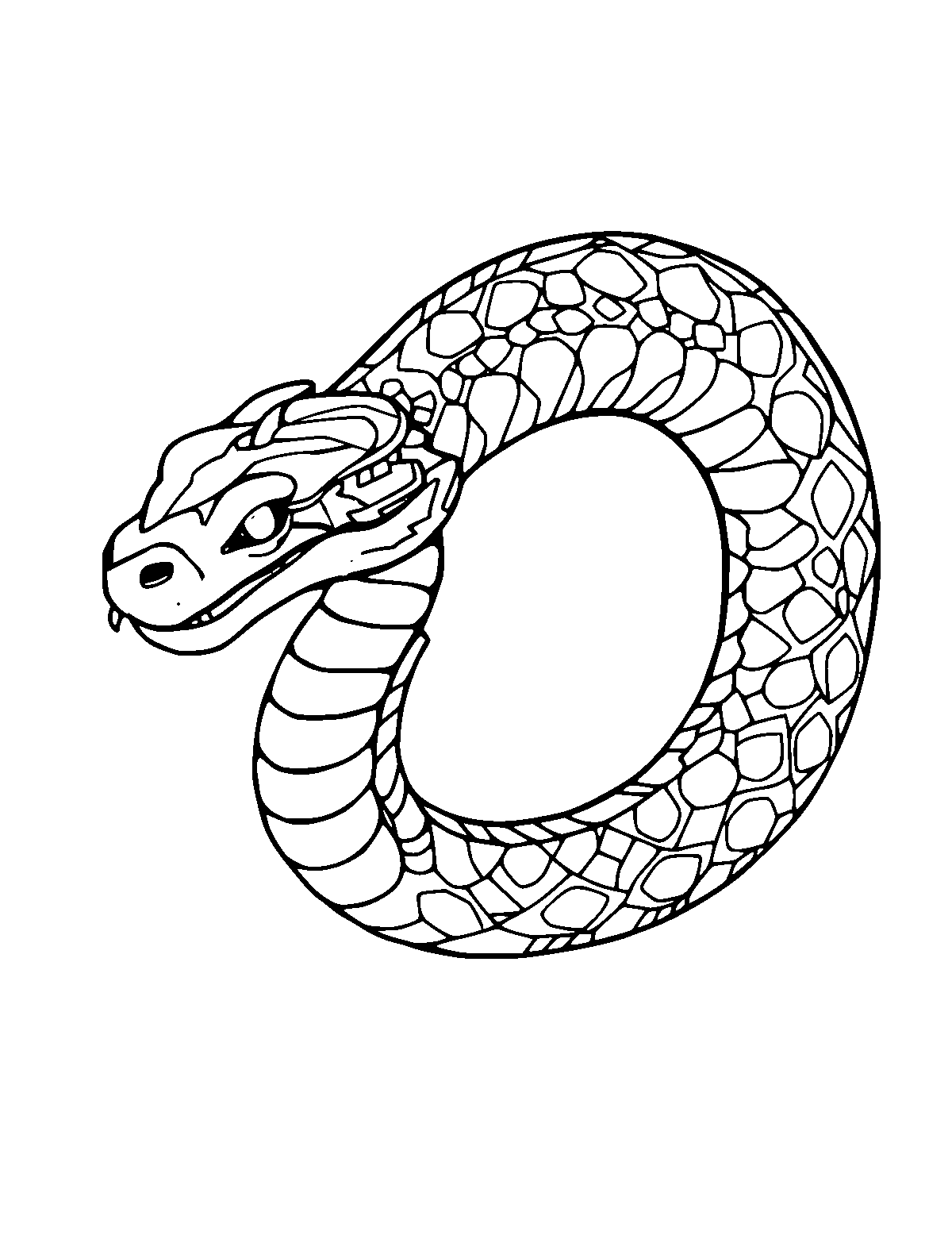 Line-art coloring page of Amaru the Andean Serpent, medium outlines, centered