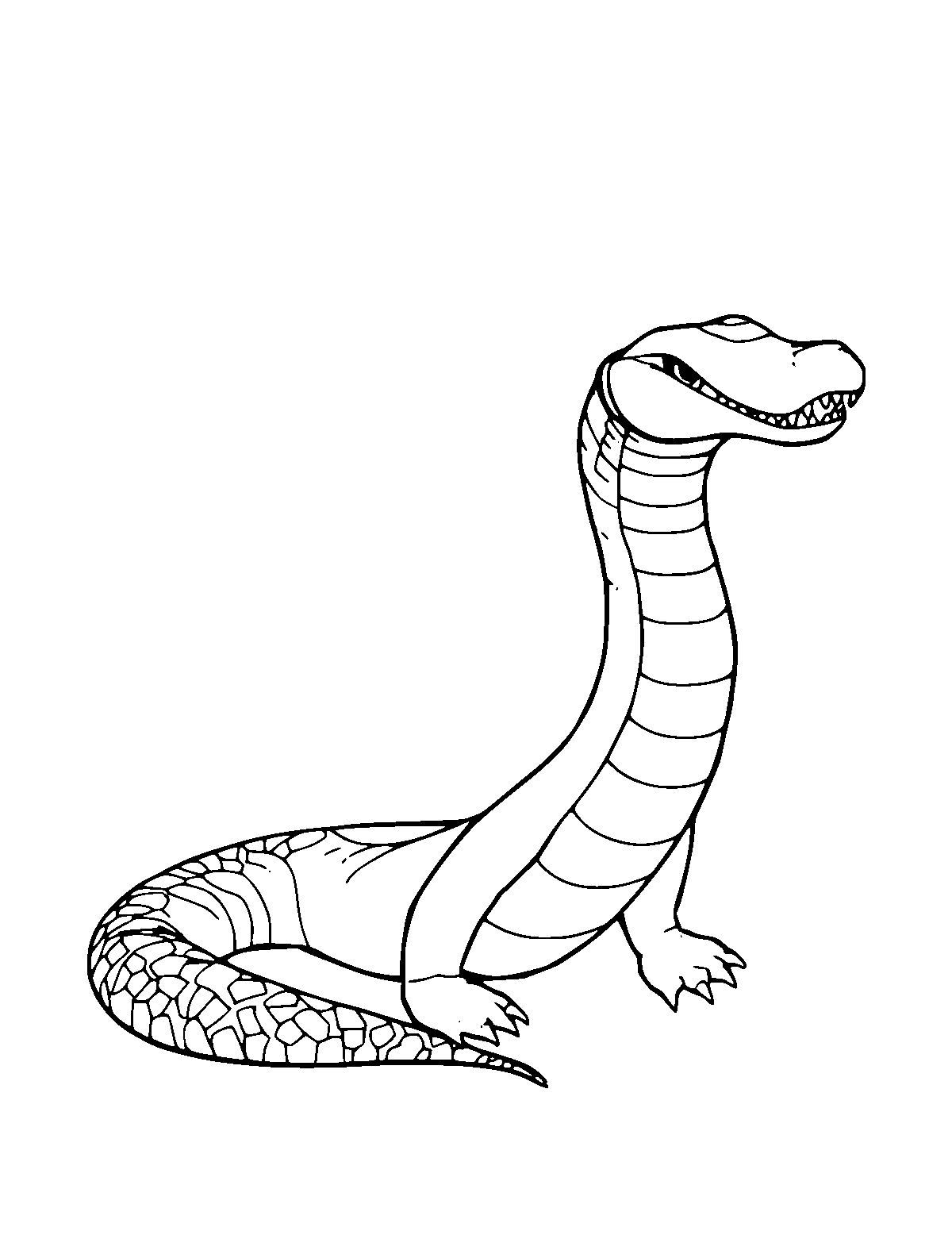 Line-art coloring page of Anaconda, medium outlines, centered