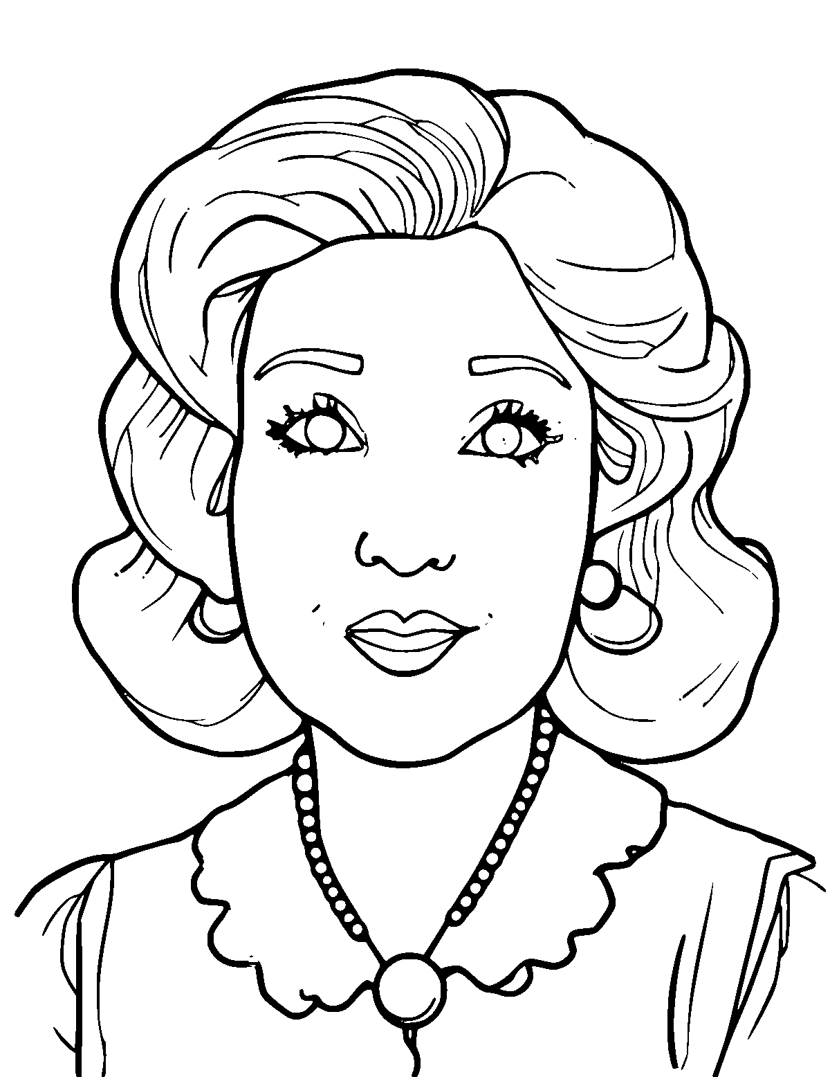 Line-art coloring page of Anne Sullivan, medium outlines, centered