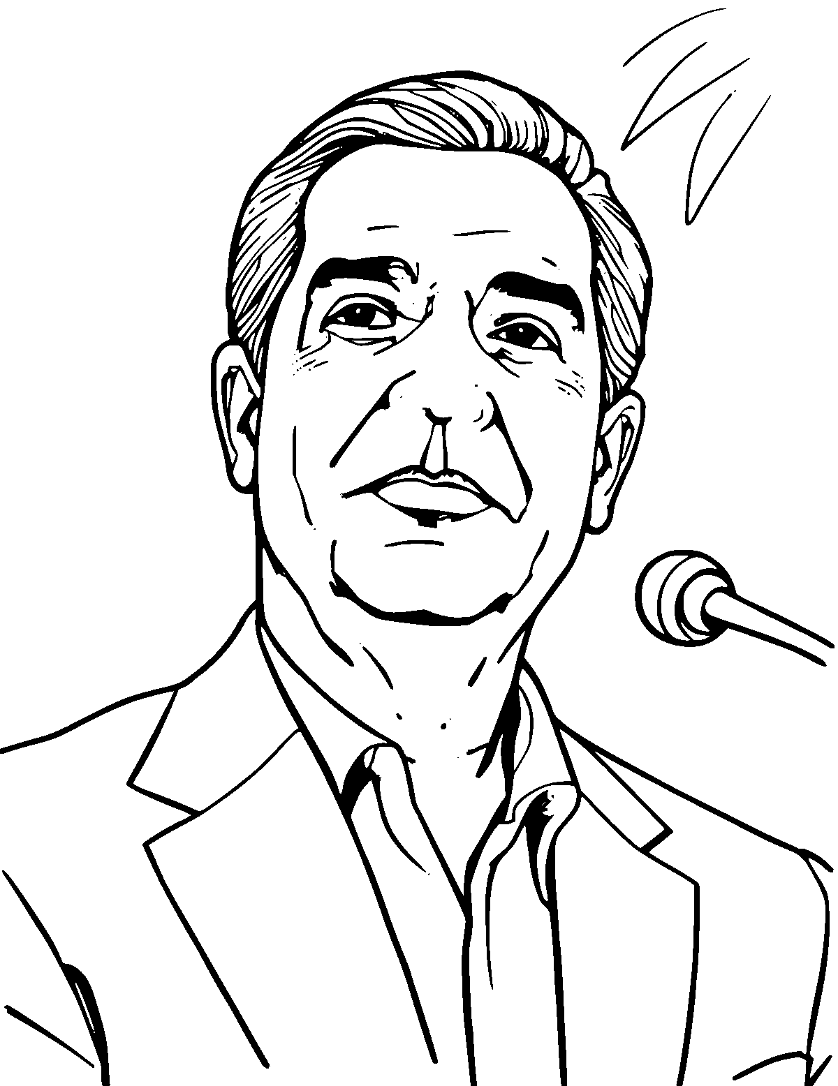 Line-art coloring page of Antonio Carlos Jobim, medium outlines, centered